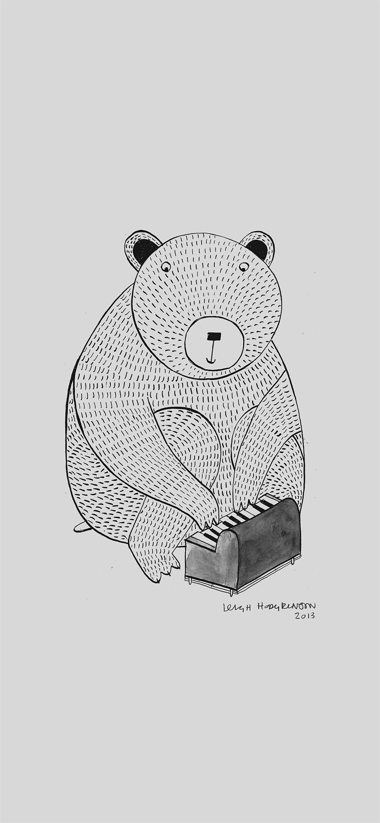 Pianobear Art Illust Cute Animal iPhone X Wallpaper Free Download