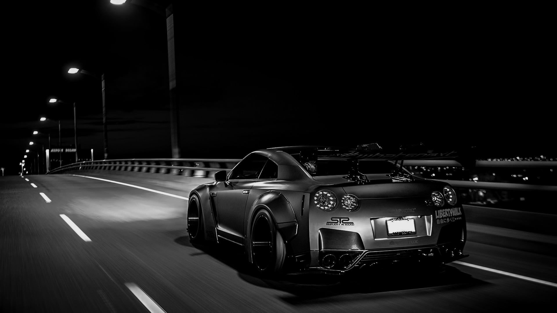 Wallpaper Black Coupe, Tuning, Nissan Skyline Gt R R35 • Wallpaper For You