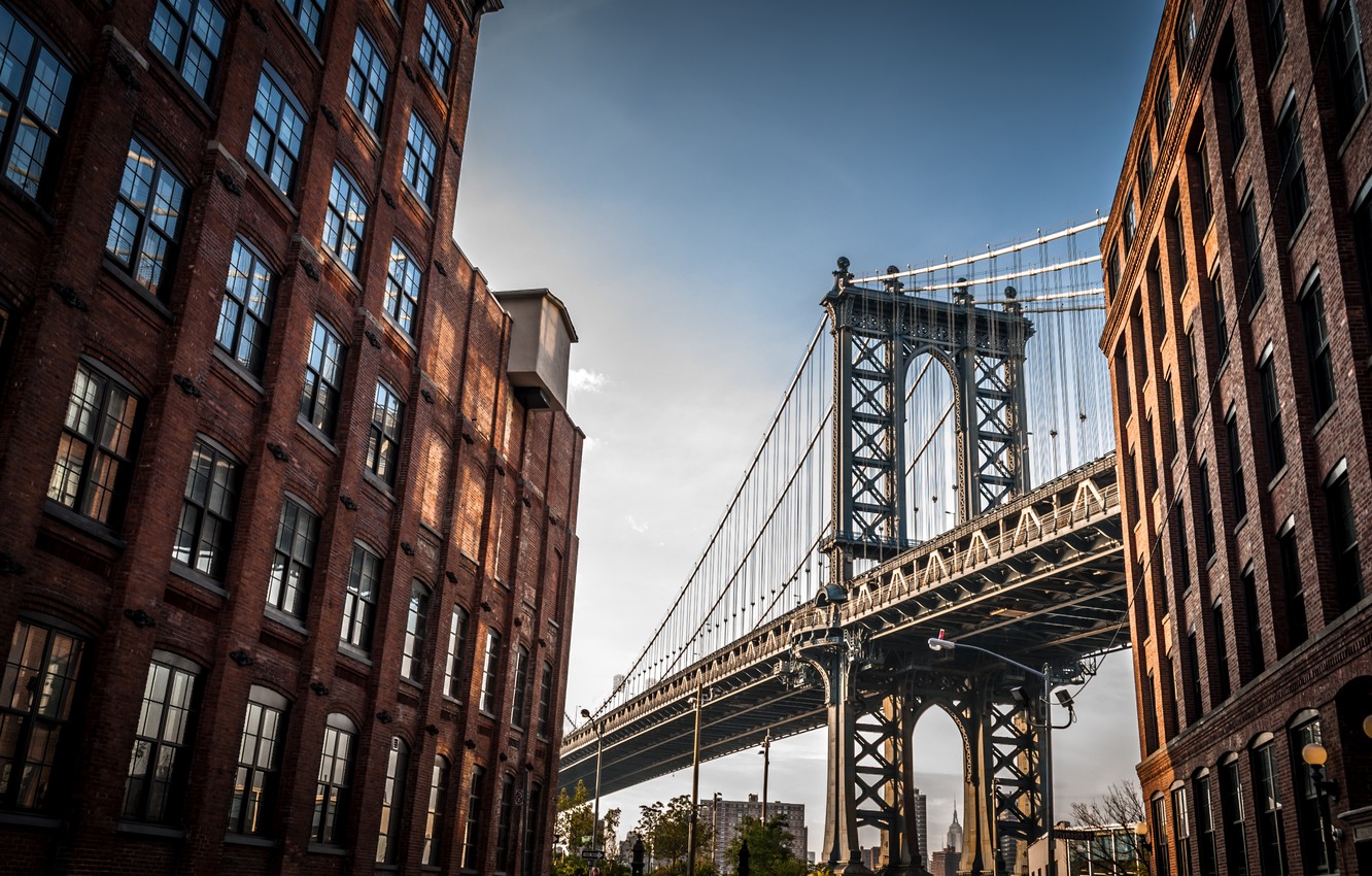 Wallpaper Bridge, New York, Manhattan Bridge, buildings image for desktop, section город