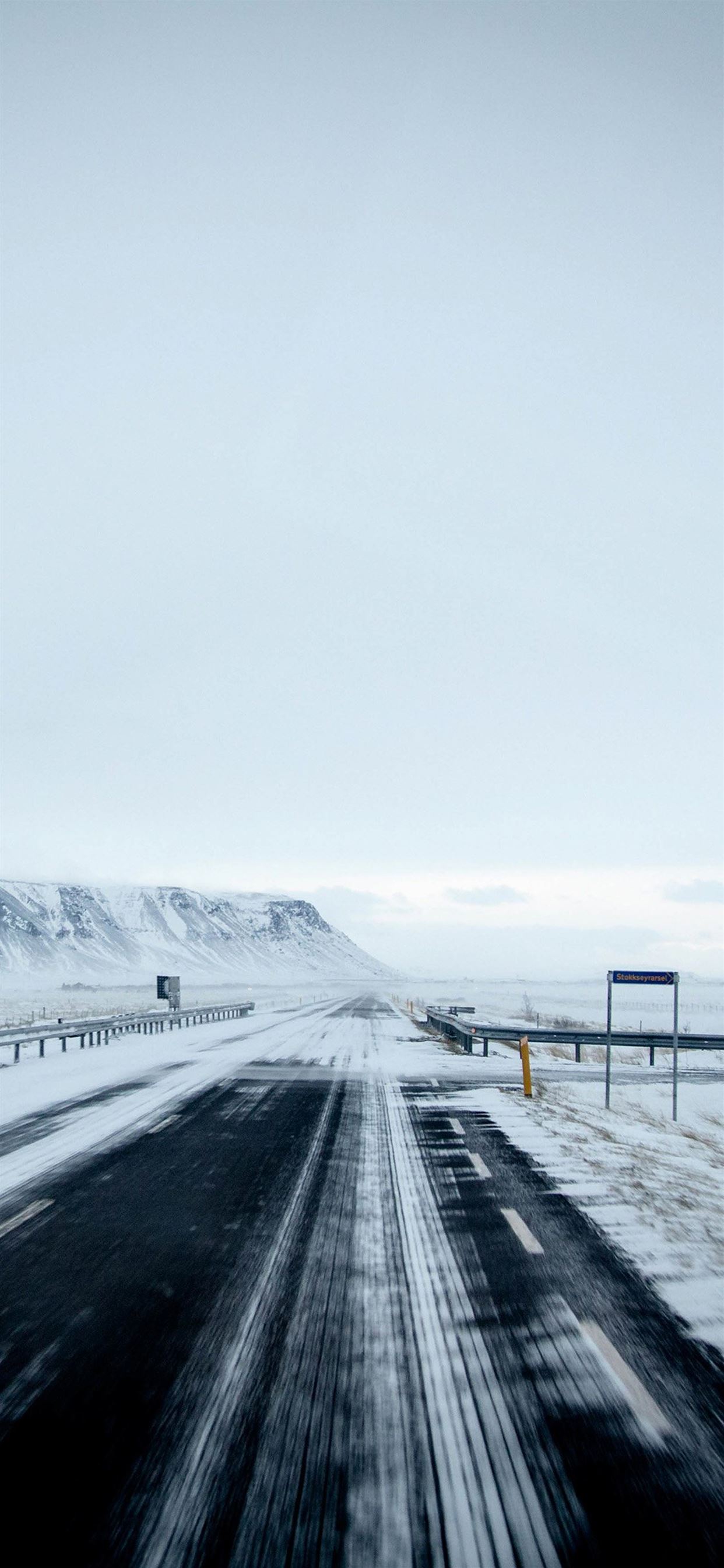 Winter road mountain iPhone X Wallpaper Free Download