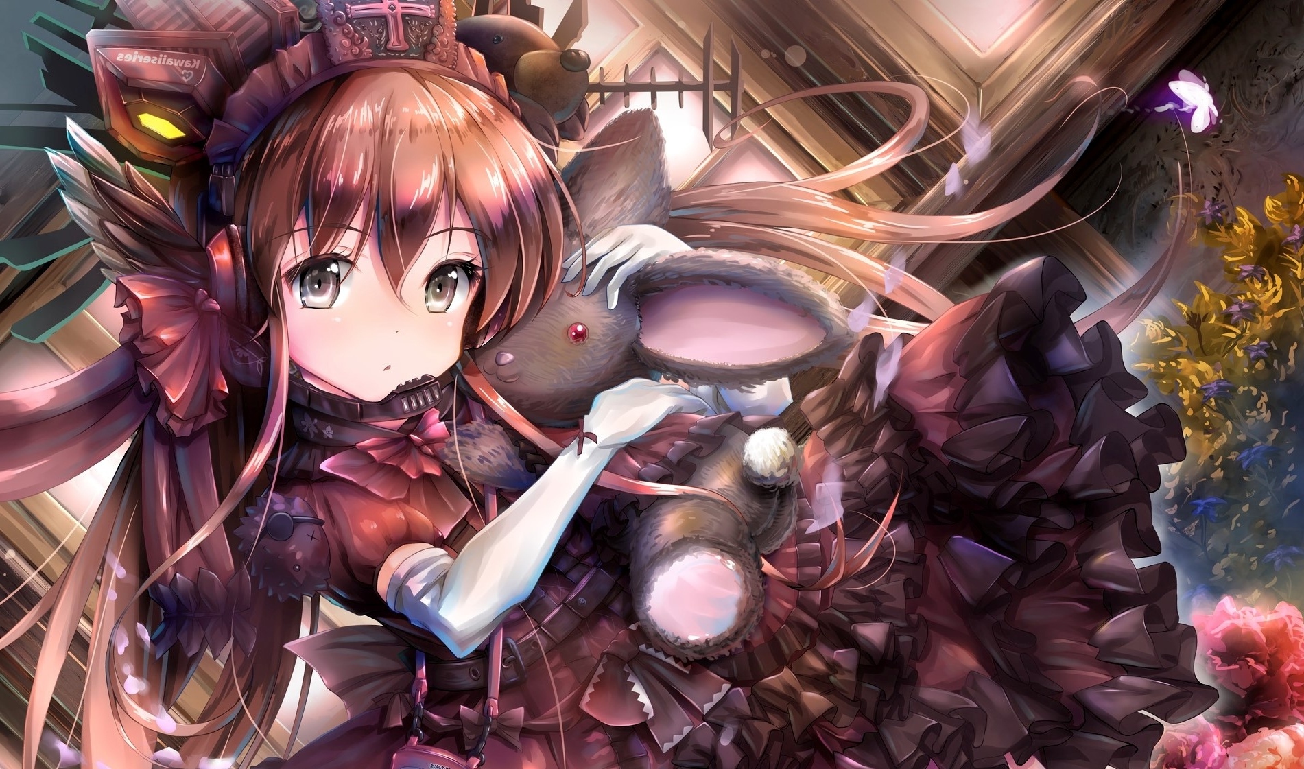 Wallpaper Anime Girl, Lolita Fashion, Stuffed Toy, Dress, Cute, Teddy Bear:1901x1121