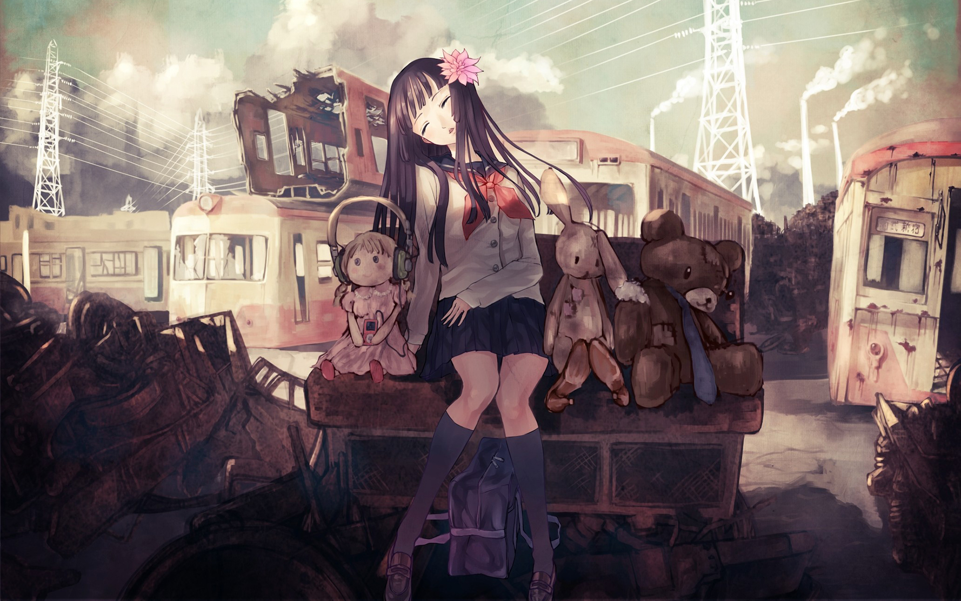 Original Anime Teddy Bear Sleep Plush Doll girl wallpaperx1200