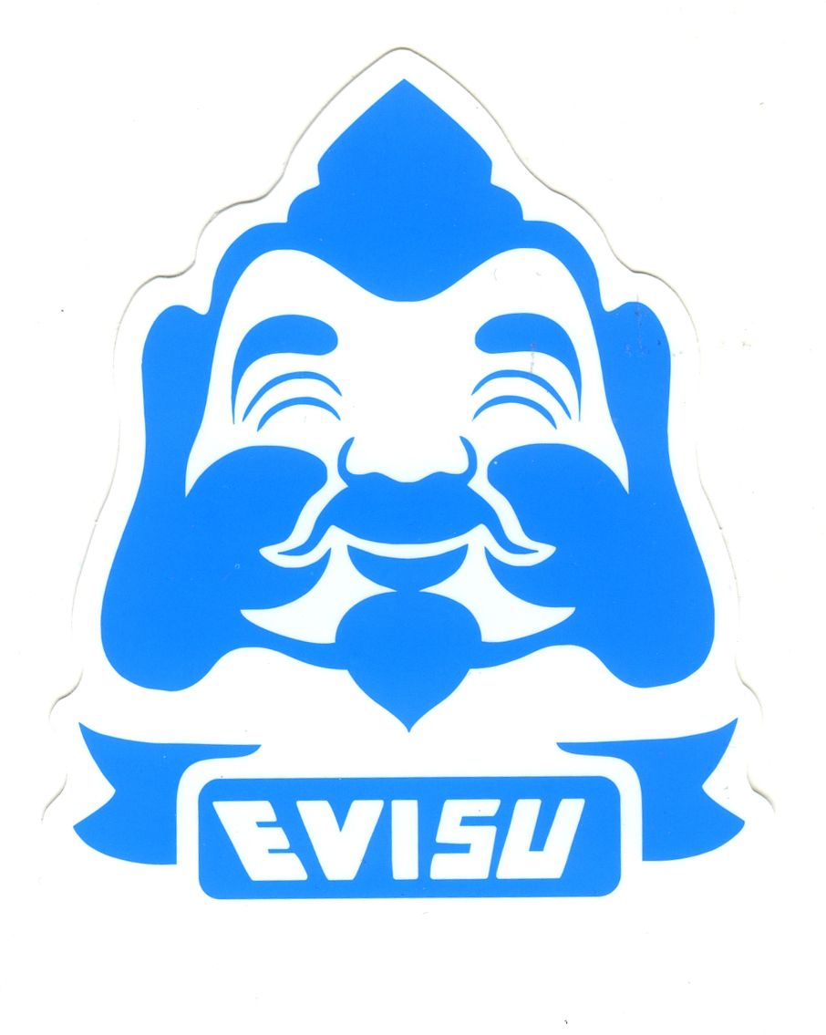 EVISU blue Brand Logo, 7 x 8 cm decal sticker.com. Evisu, Cartoon wallpaper, Decals stickers