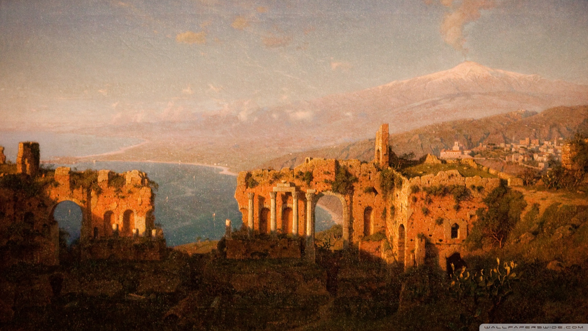 Fine Art Wallpaper Of The Roman Theatre At Taormina Painting