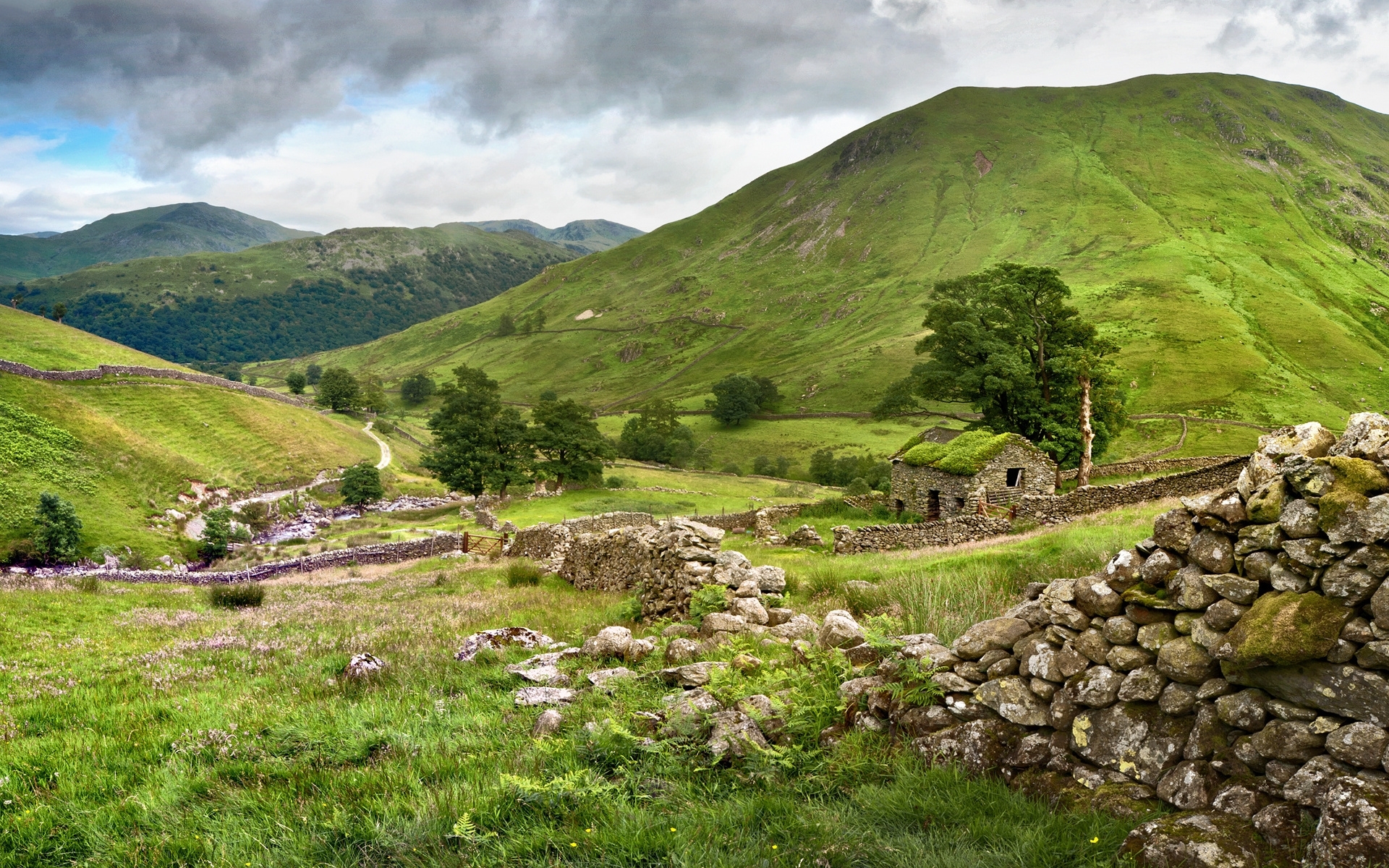 Stone house, mountain, grass, nature wallpaper. Stone house, mountain, grass, nature