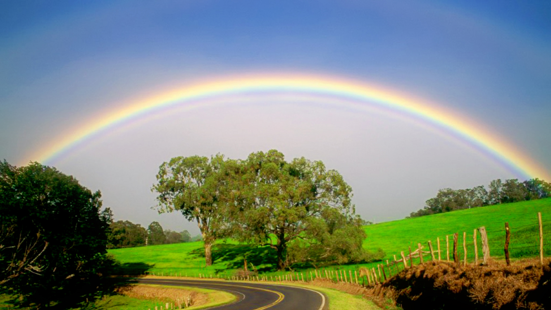 Colorful Rainbow Over The Road HD Rainbow Wallpaper