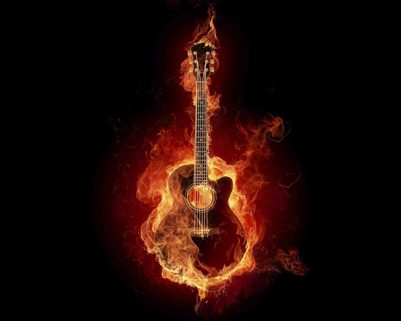 Burning Guitar Wallpaper Free Burning Guitar Background