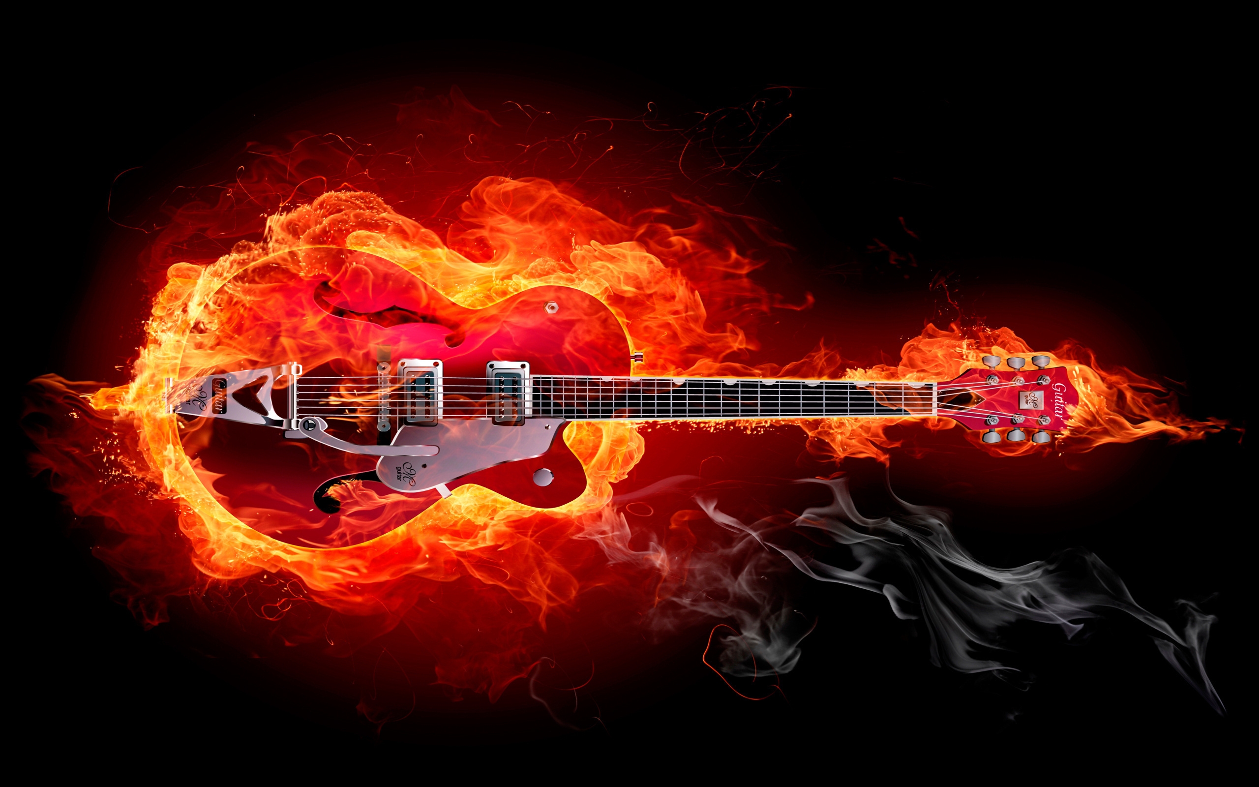 Fire Guitar HD Wallpaper