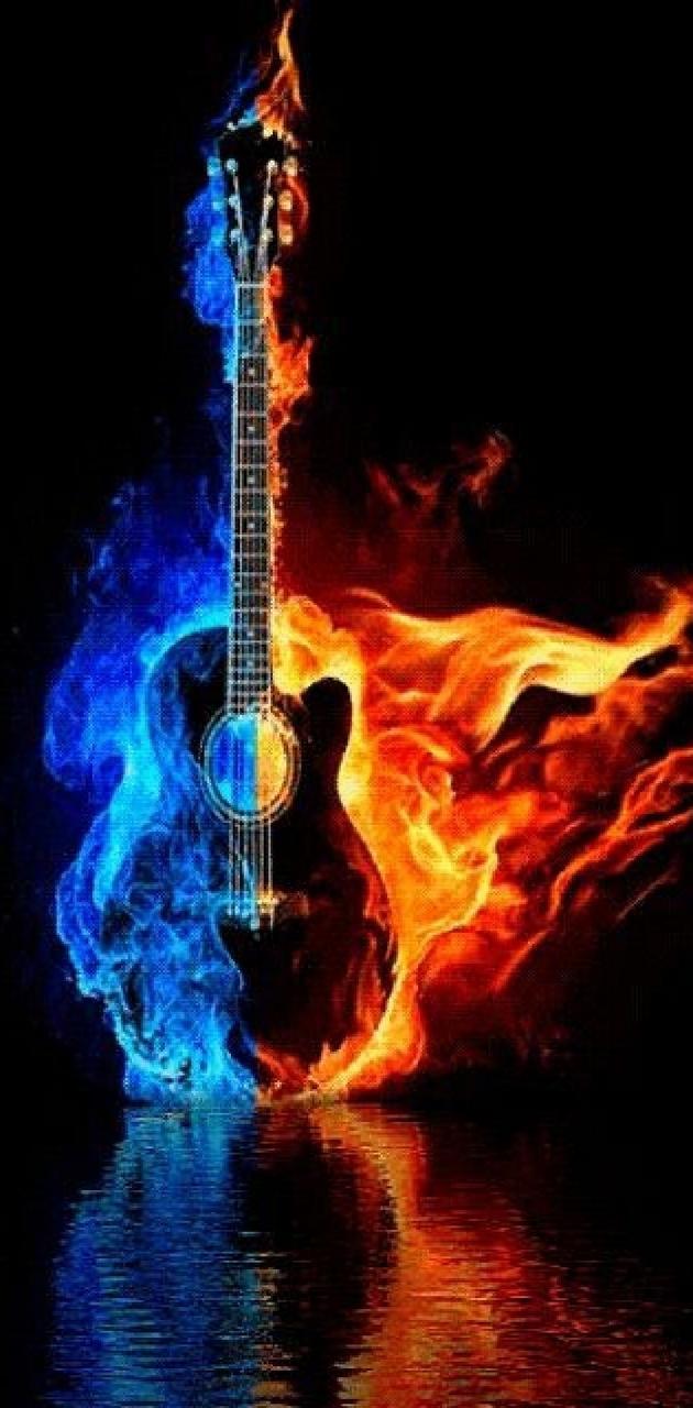 Flame Guitar wallpaper