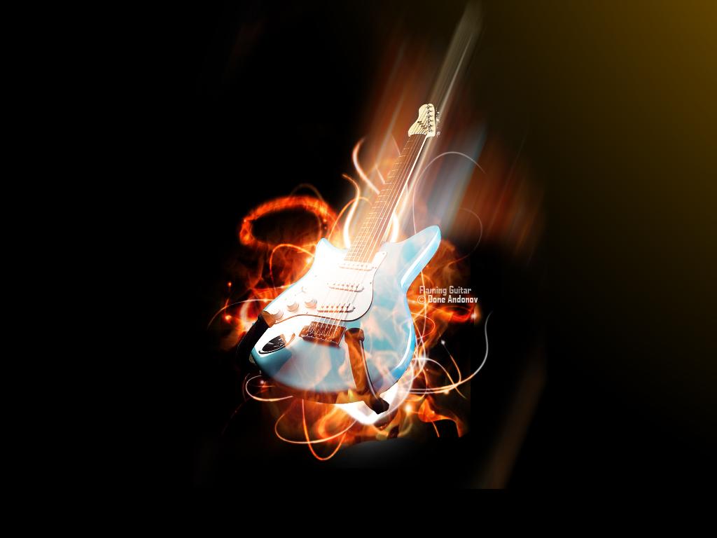 Flame Guitar Wallpaper