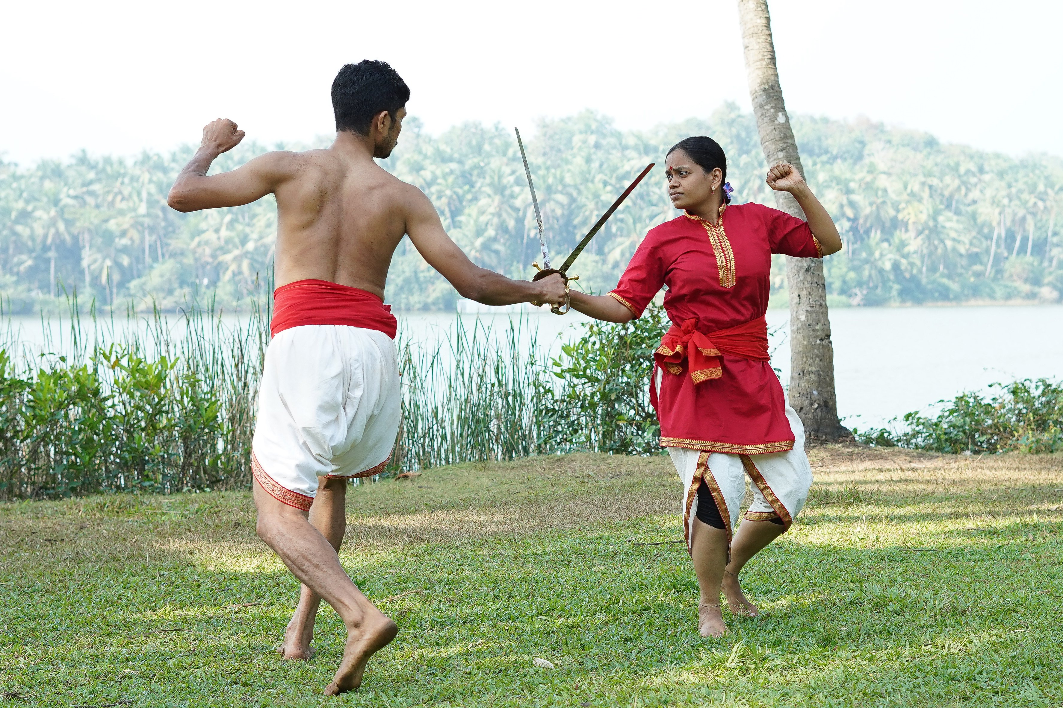 Vaal Payattu Or Sword Fight. Kalaripayattu. Martial Arts Of Kerala. Download High Resolution Image For Free
