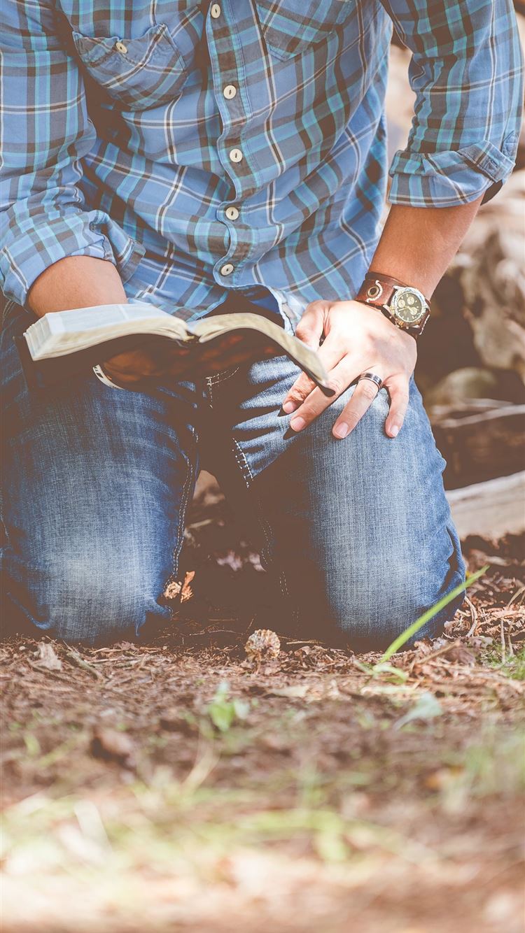 person reading book while kneeling iPhone Wallpaper Free Download
