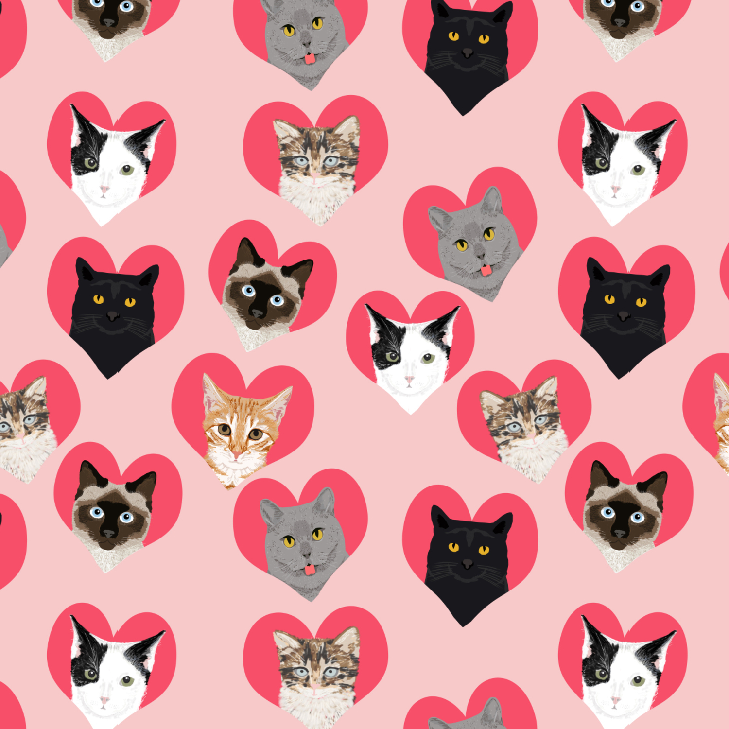 Cute cat collection hearts love valentines day gift for cat lady unique kitten funny illustration Leggings