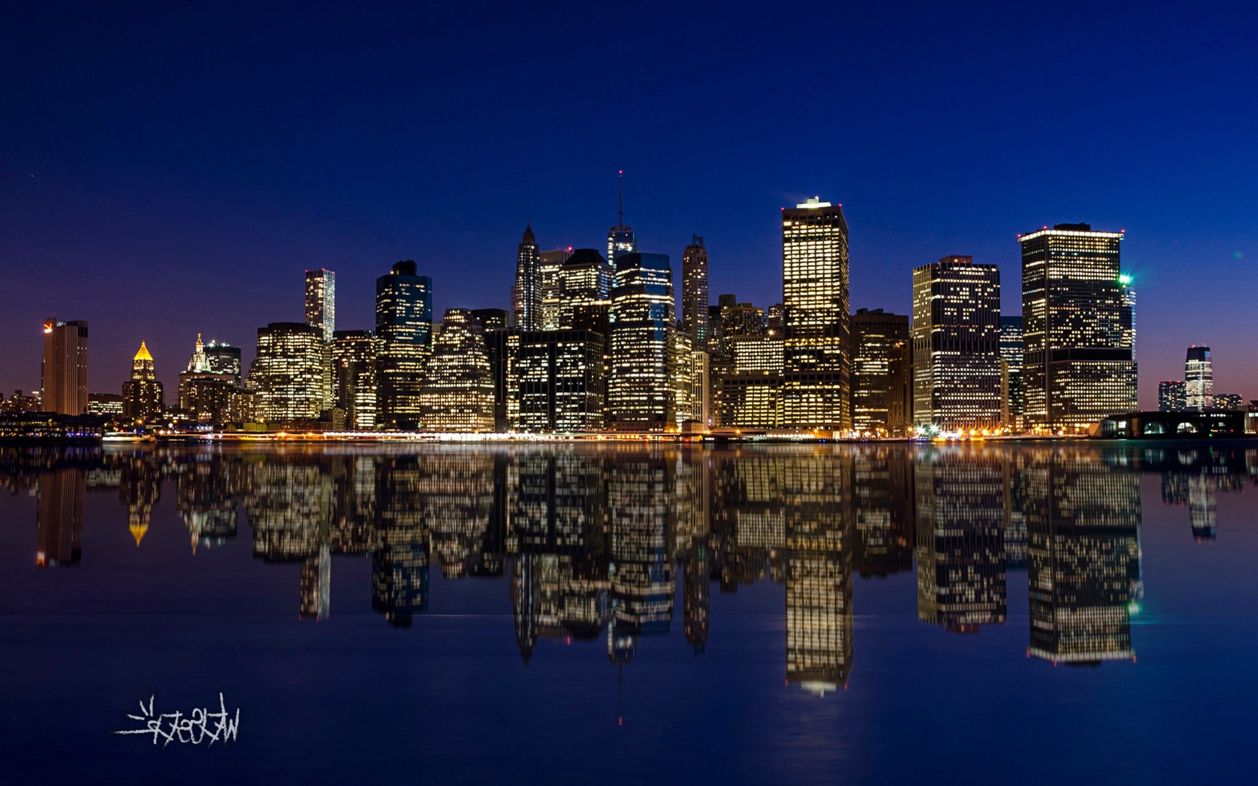 Manhattan Night Skyline 2560x1600 Resolution HD 4k Wallpaper, Image, Background, Photo and Picture