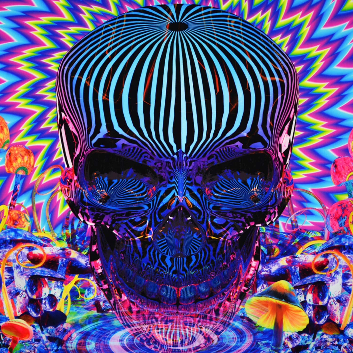 Galoker Psychedelic Tapestry Skull Tapestry Trippy Mushrooms Tapestry Colorful Abstract Tapestry Bohemian Hippie Tapestry Wall Hanging for Home Decor(H51.2×W59.1 inches), Home & Kitchen