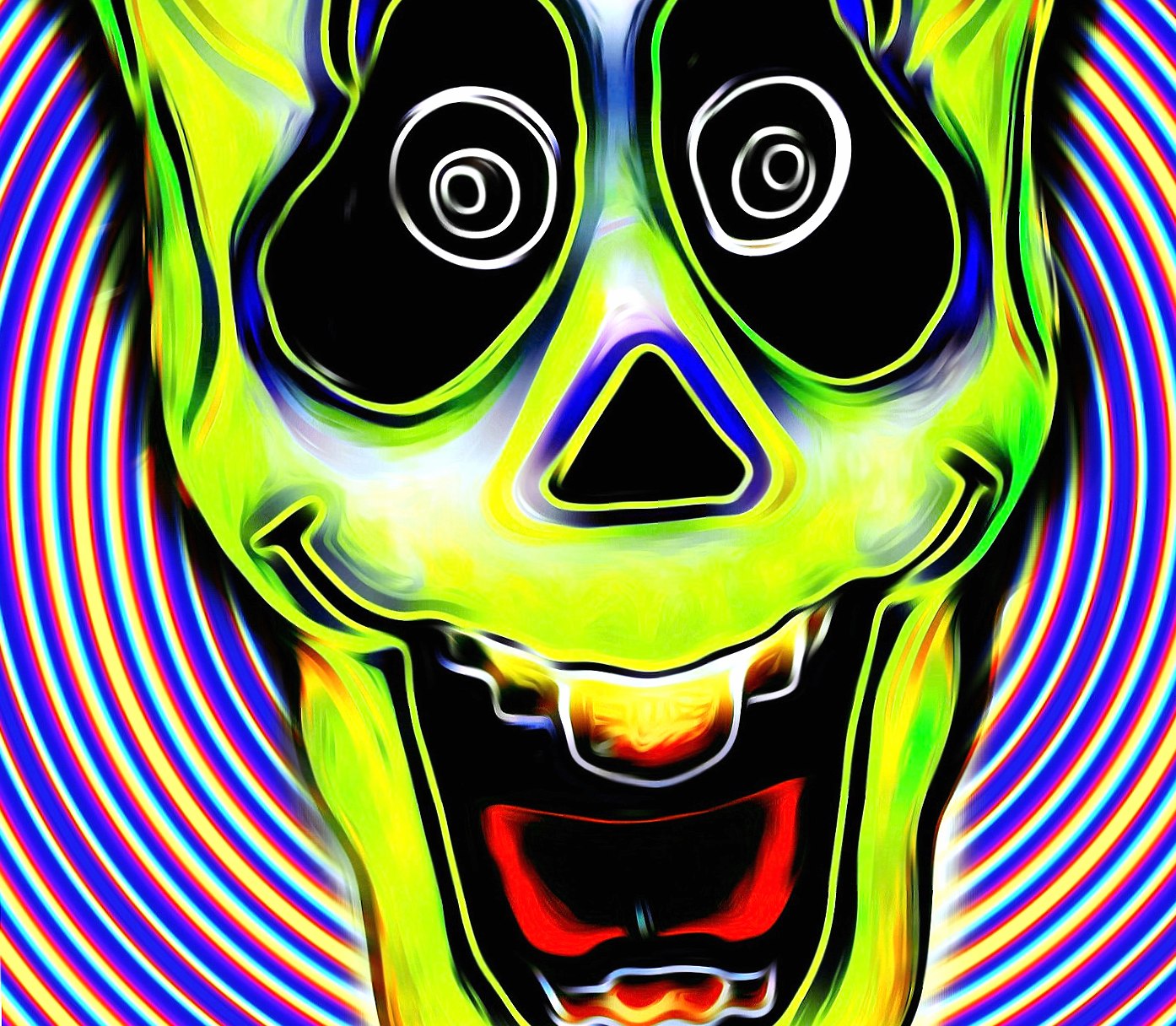 Green Trippy skull Wallpaper HD Download