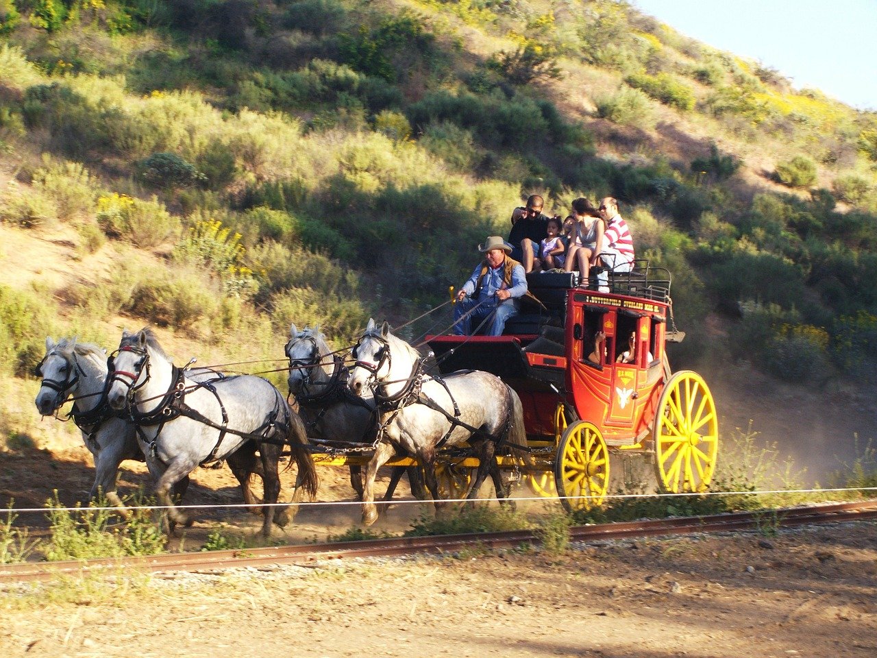 Download free photo of Stagecoach, wild west, cowboys, horses, coach