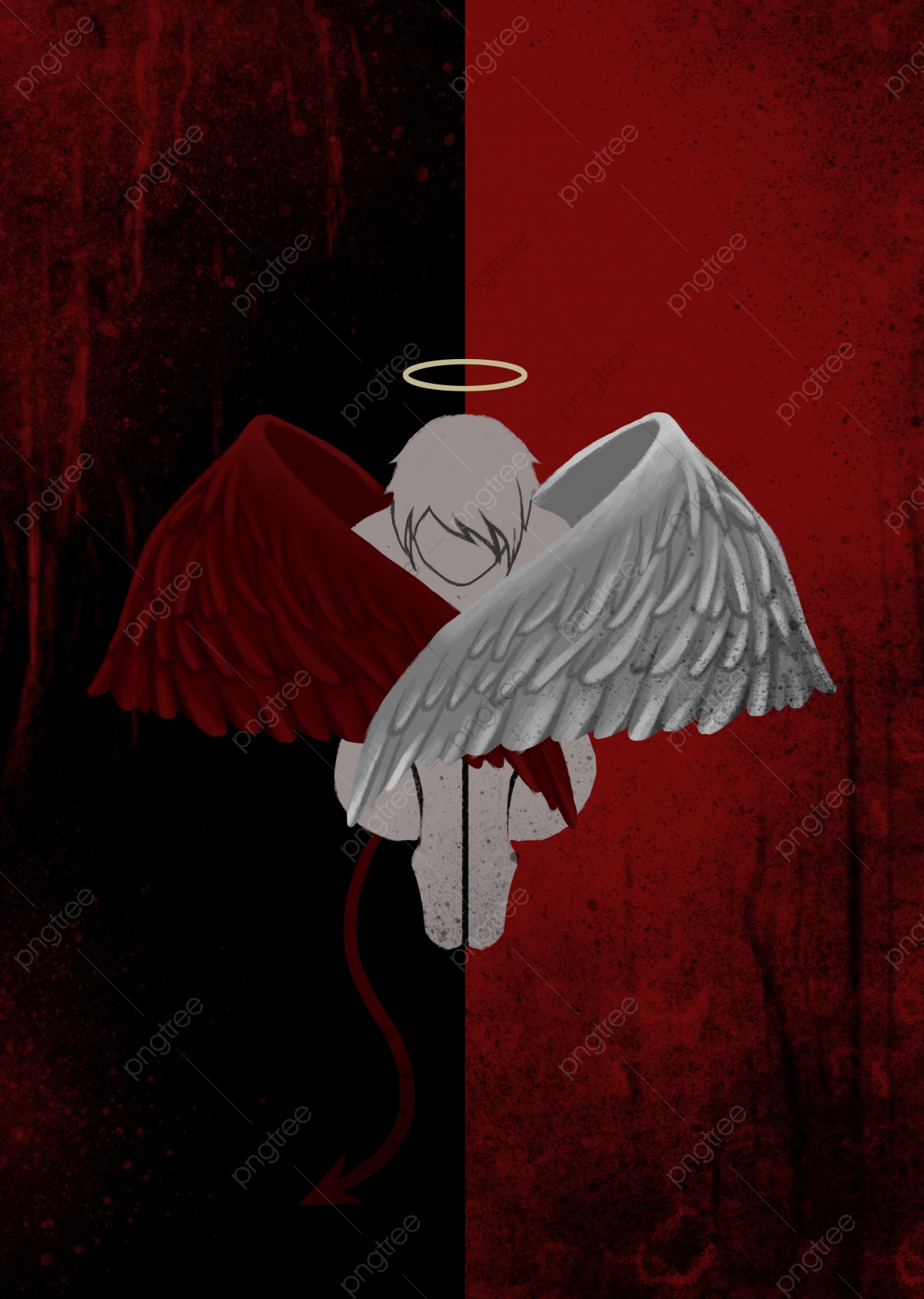 Bloodship Angel Devil Background, Blood Stains, Girl, Wing Background Image for Free Download