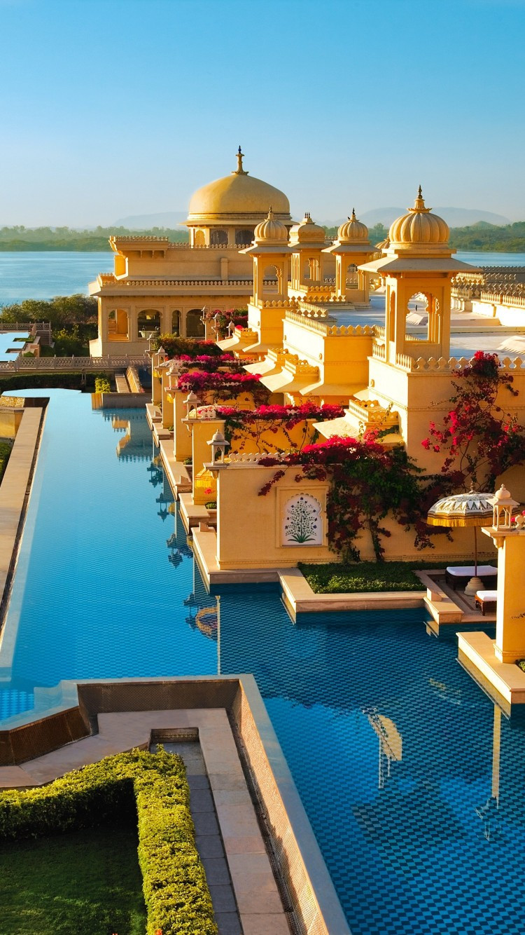 Download 750x1334 Indian Architecture, Pool, Hotel, Beach Wallpaper for iPhone 7, iPhone 6