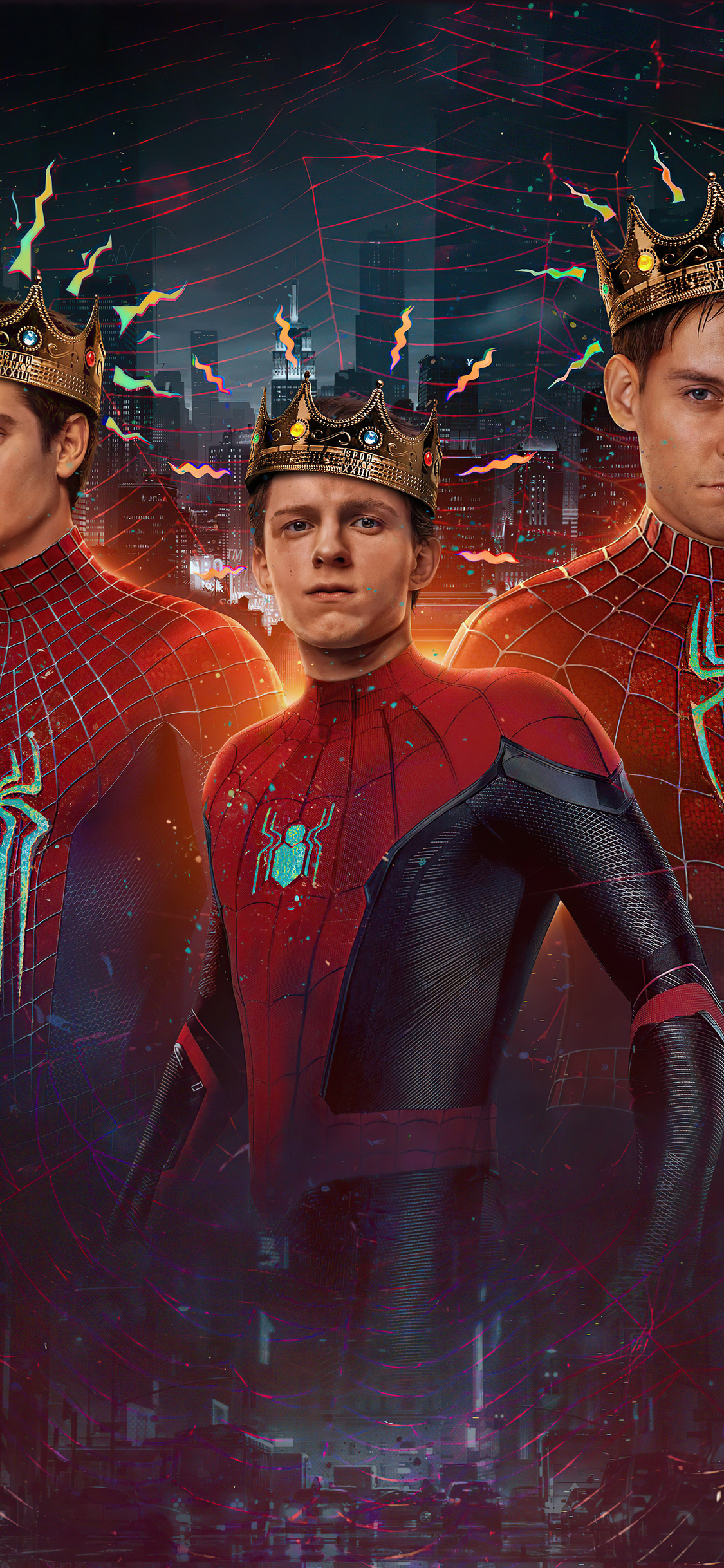 SpiderManNoWayHome Peterparker TobeyMaguire AndrewGarfield TomHolland Spiderverse iPhone XS, iPhone 10, iPhone X HD 4k Wallpaper, Image, Background, Photo and Picture