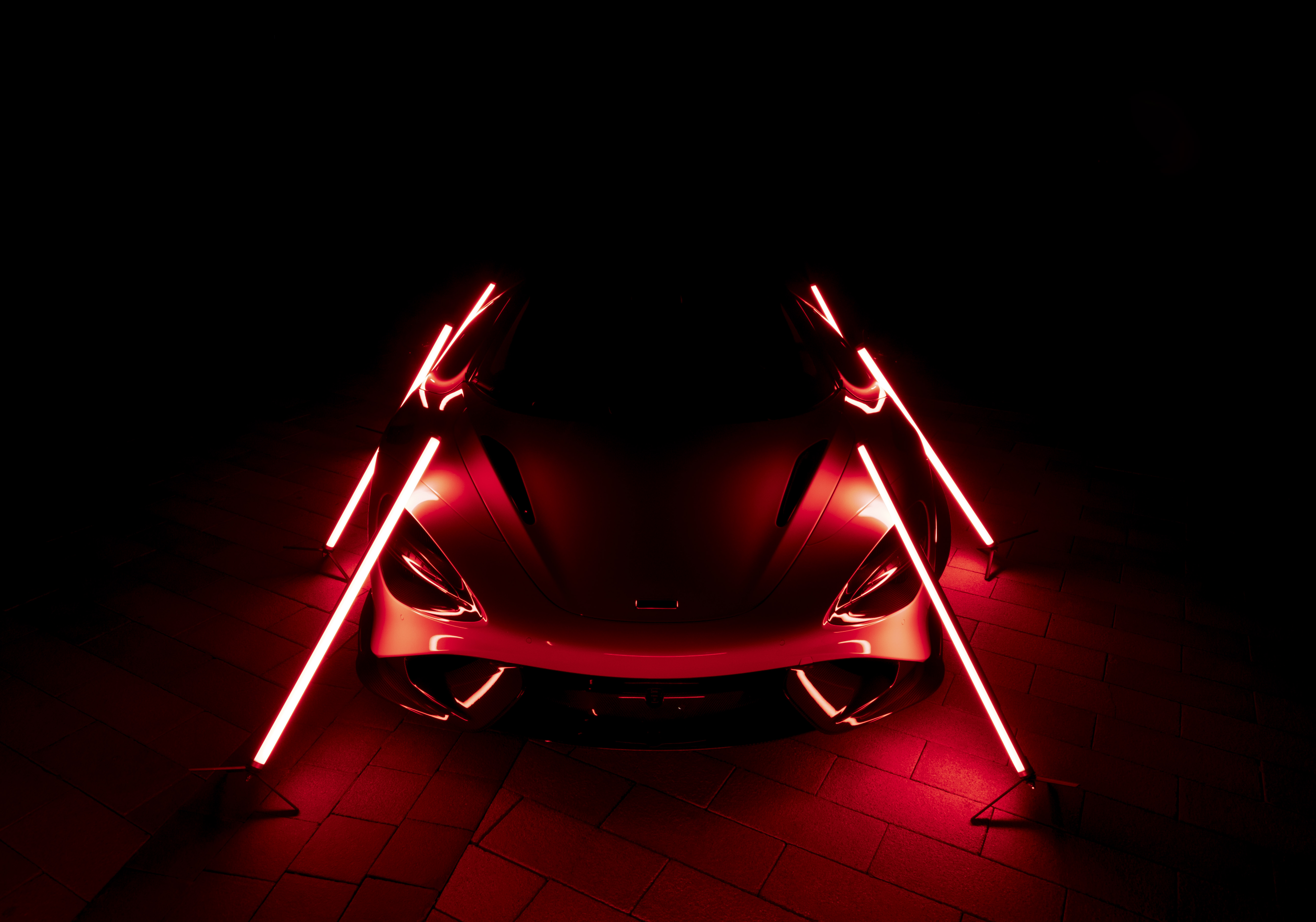 McLaren 765LT Wallpaper 4K, Supercars, Dark Background, 2021, Aesthetic, 5K, Black Dark