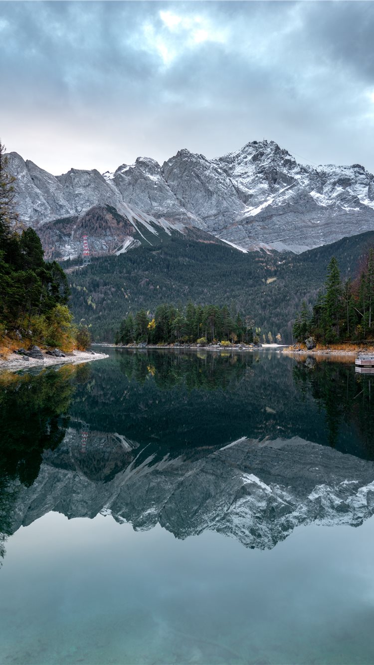 Perfect Reflection of the Zugspitze iPhone 8 Wallpaper Free Download