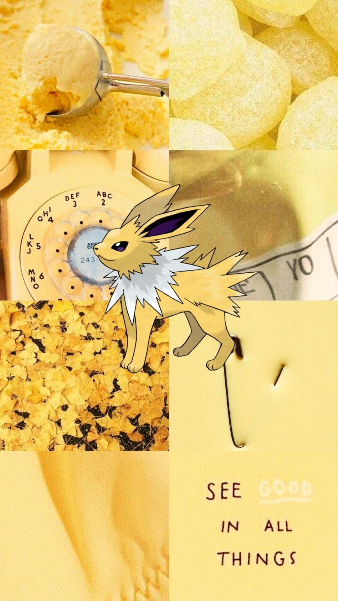 Wallpaper Lockscreen Aesthetic Yellow Jolteon Eevolution