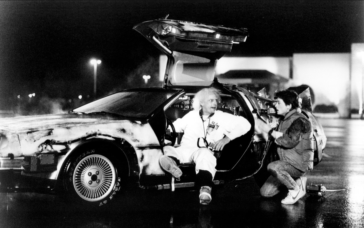 movies back to the future grayscale doc brown michael j fox marty mcfly delorean dmc12 christopher High Quality Wallpaper, High Definition Wallpaper