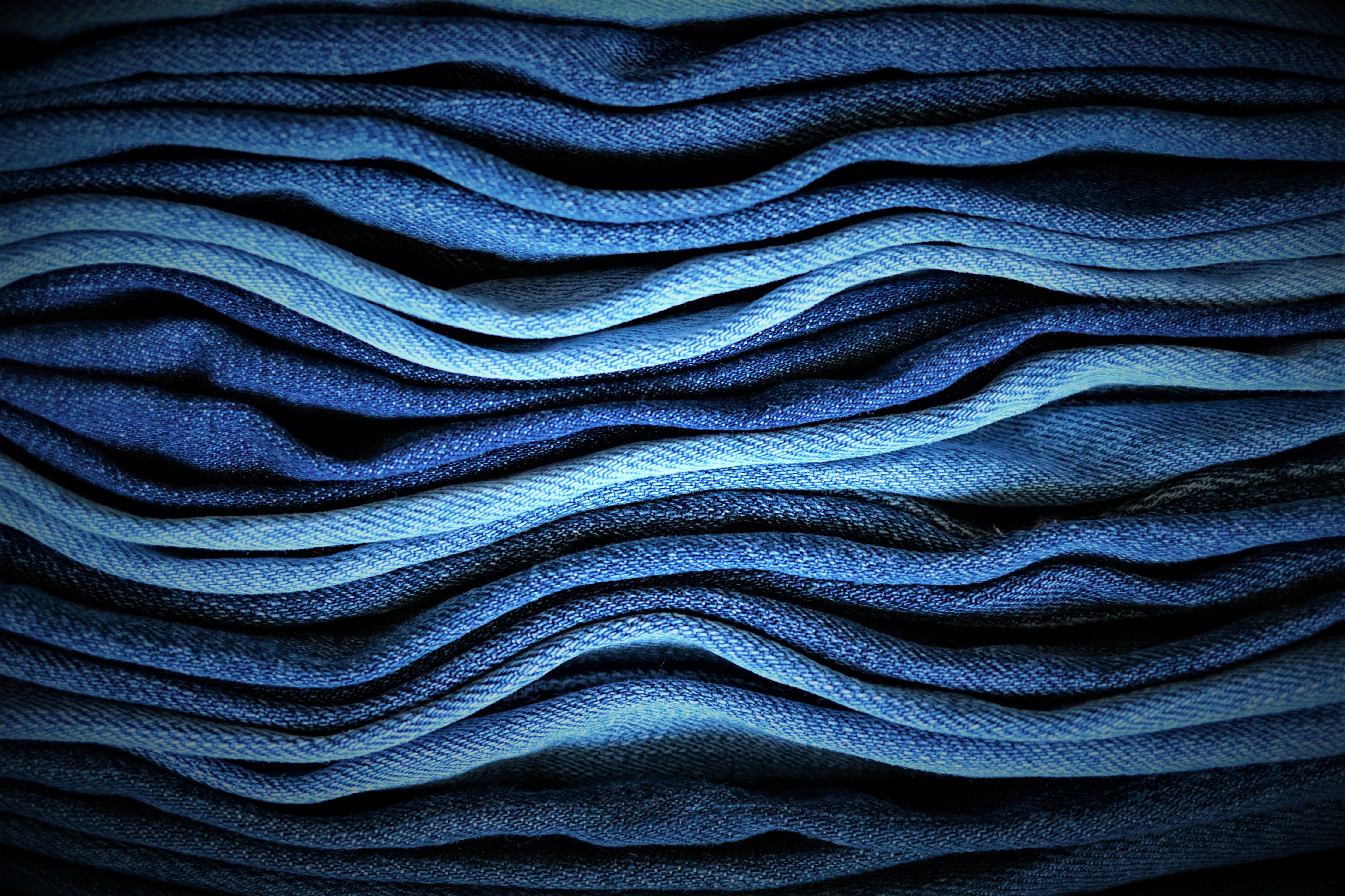 Blue Jeans Wallpaper 4K, Texture, Clothes, Fashion, Patterns, Trousers, Photography