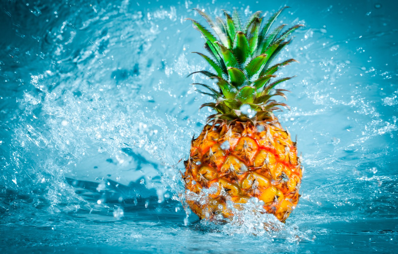 Wallpaper water, fruit, pineapple image for desktop, section еда