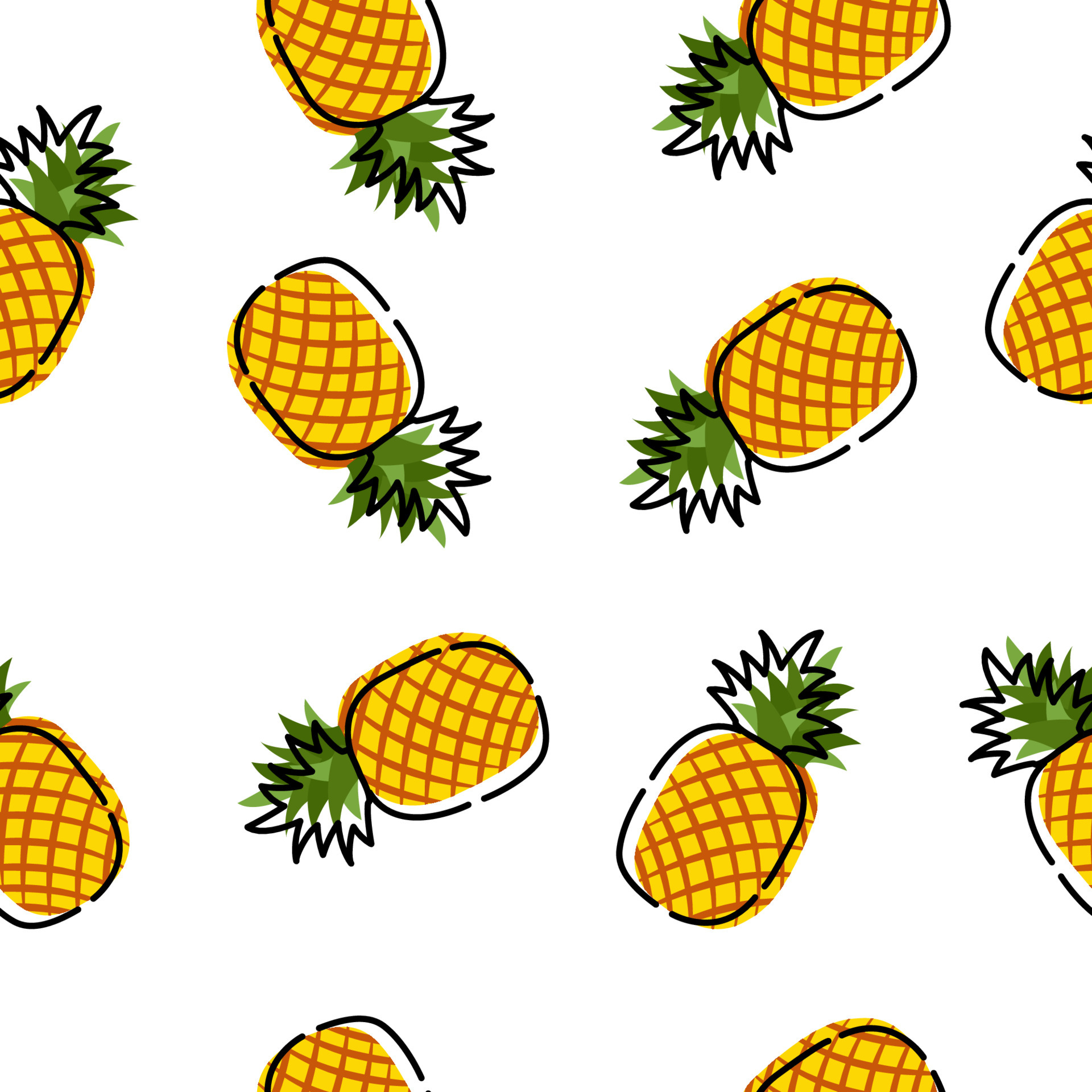 Pineapple fruit seamless pattern background, Vector illustration for textile print, wallpaper, fashion design