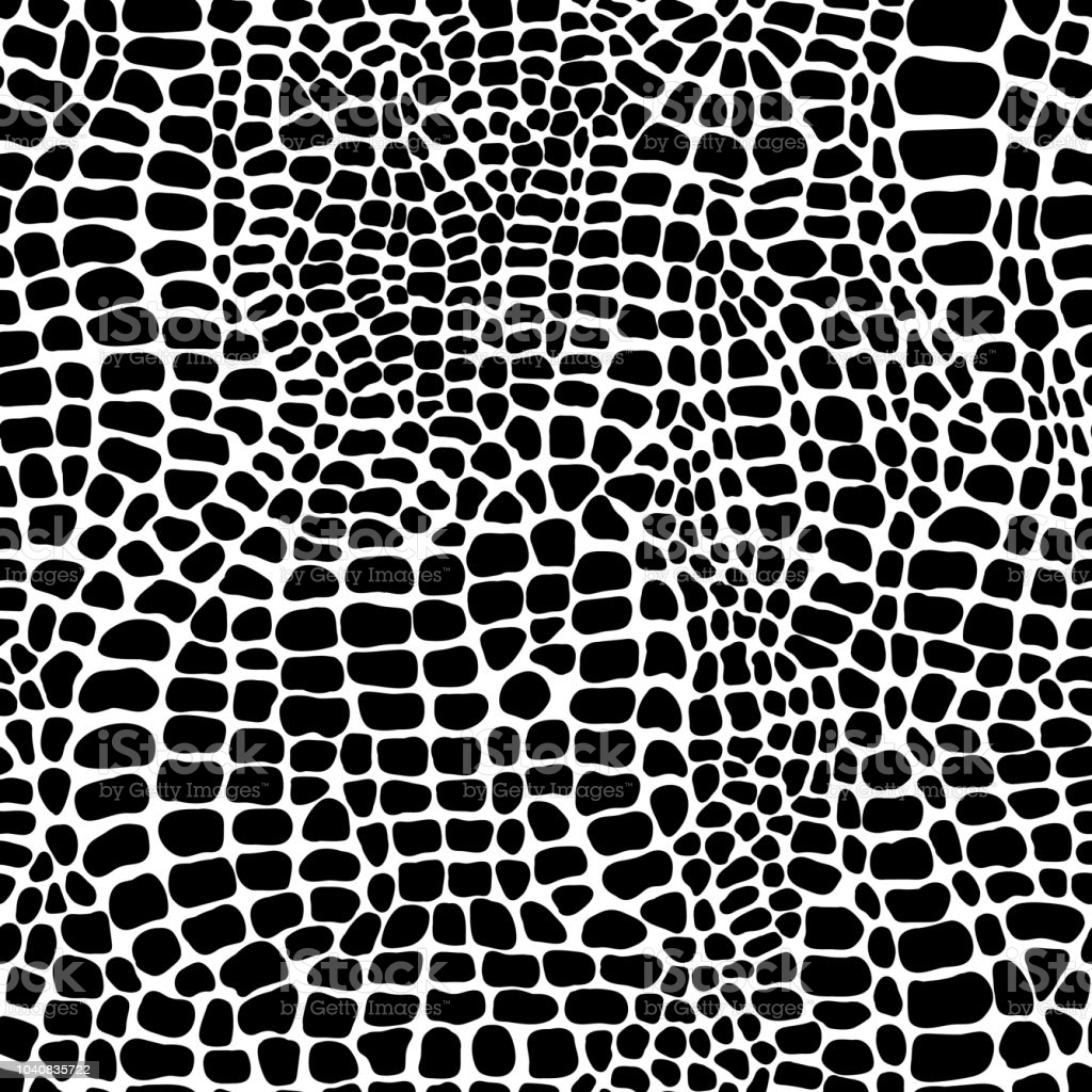 Vector Seamless Pattern With Crocodile Or Alligator Skin Monochrome Leather Wallpaper Animalistic Background Stock Illustration Image Now