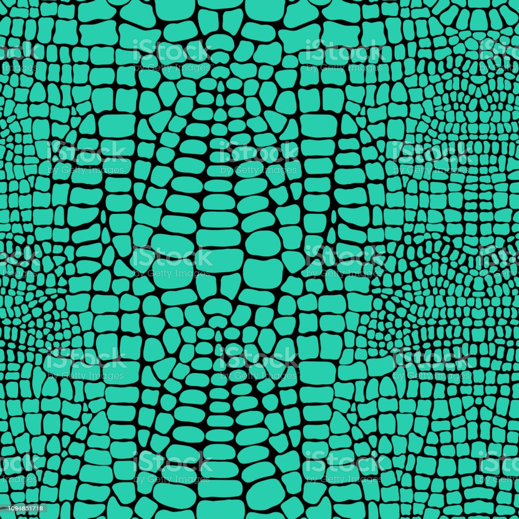 Vector Seamless Pattern With Realistic Crocodile Or Alligator Skin Green Leather Wallpaper Animalistic Background Stock Illustration Image Now