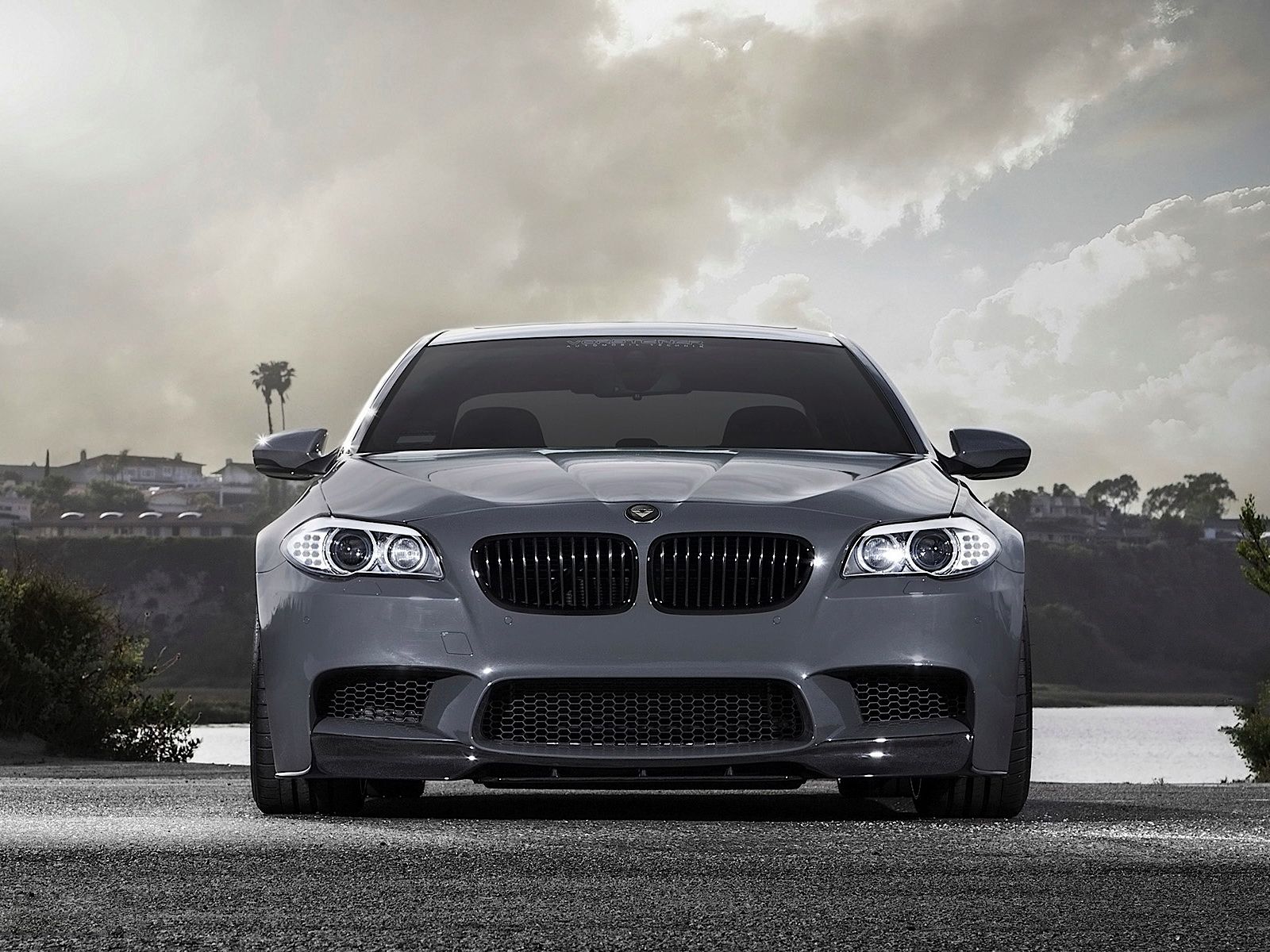 Download wallpapers BMW M5, F10, exterior, gray matt M5, tuning F10, bronze  wheels, M package, German cars, BMW