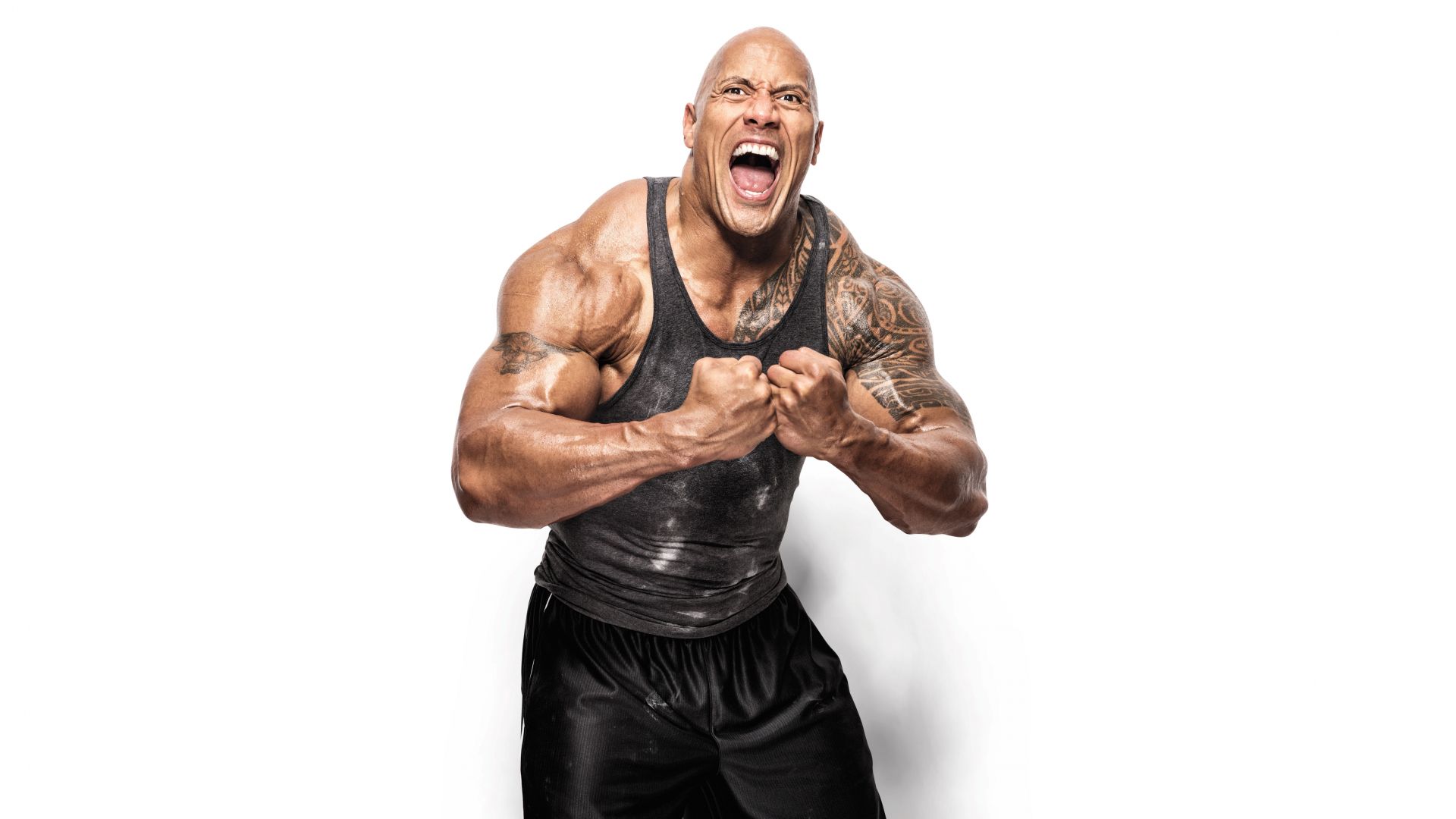 Dwayne johnson, actor, tattoo, exercise wallpaper, HD image, picture, background, 877703
