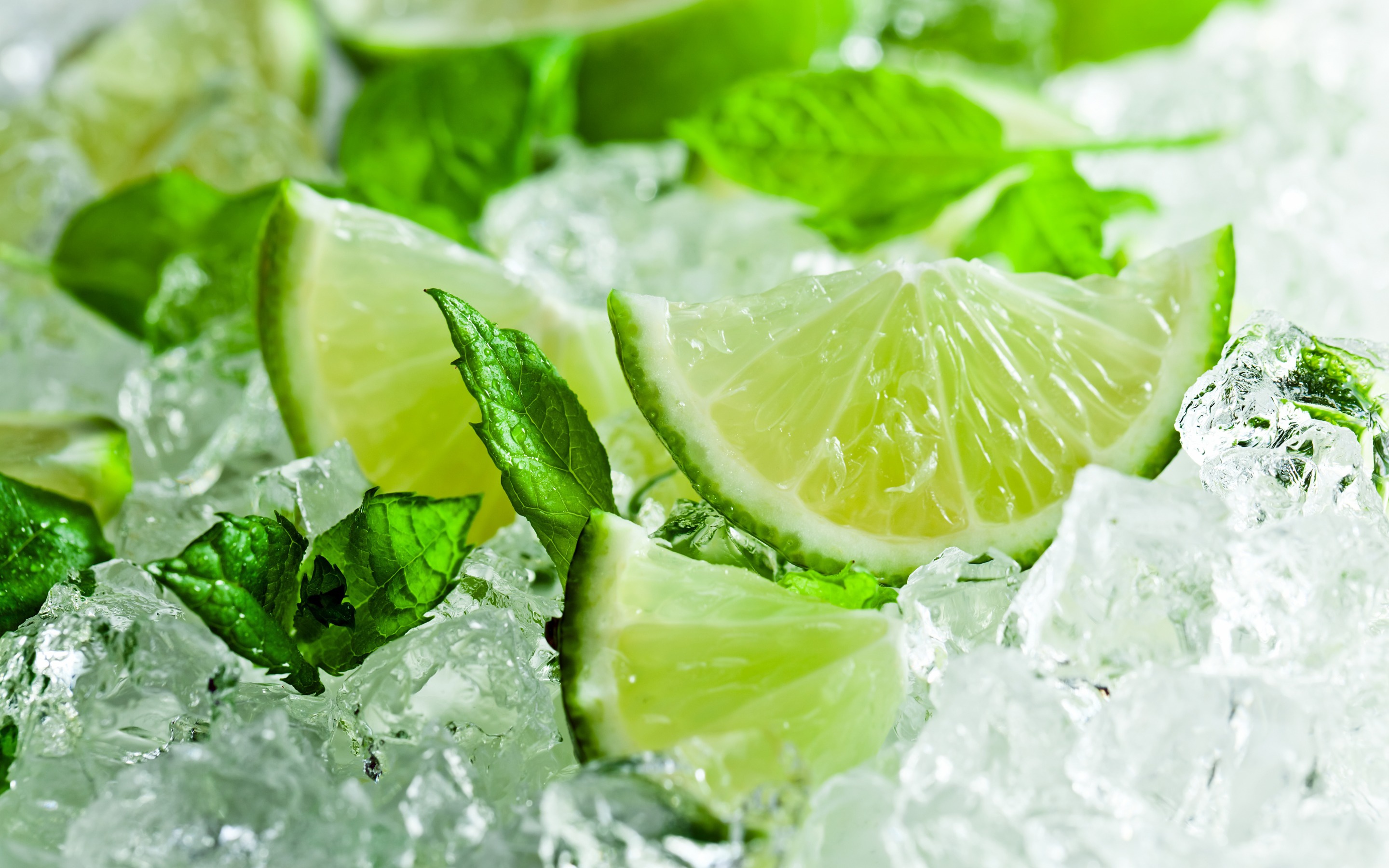 Download wallpaper lime with mint, lime on ice, green lemon, lime, freshness concepts for desktop with resolution 2880x1800. High Quality HD picture wallpaper