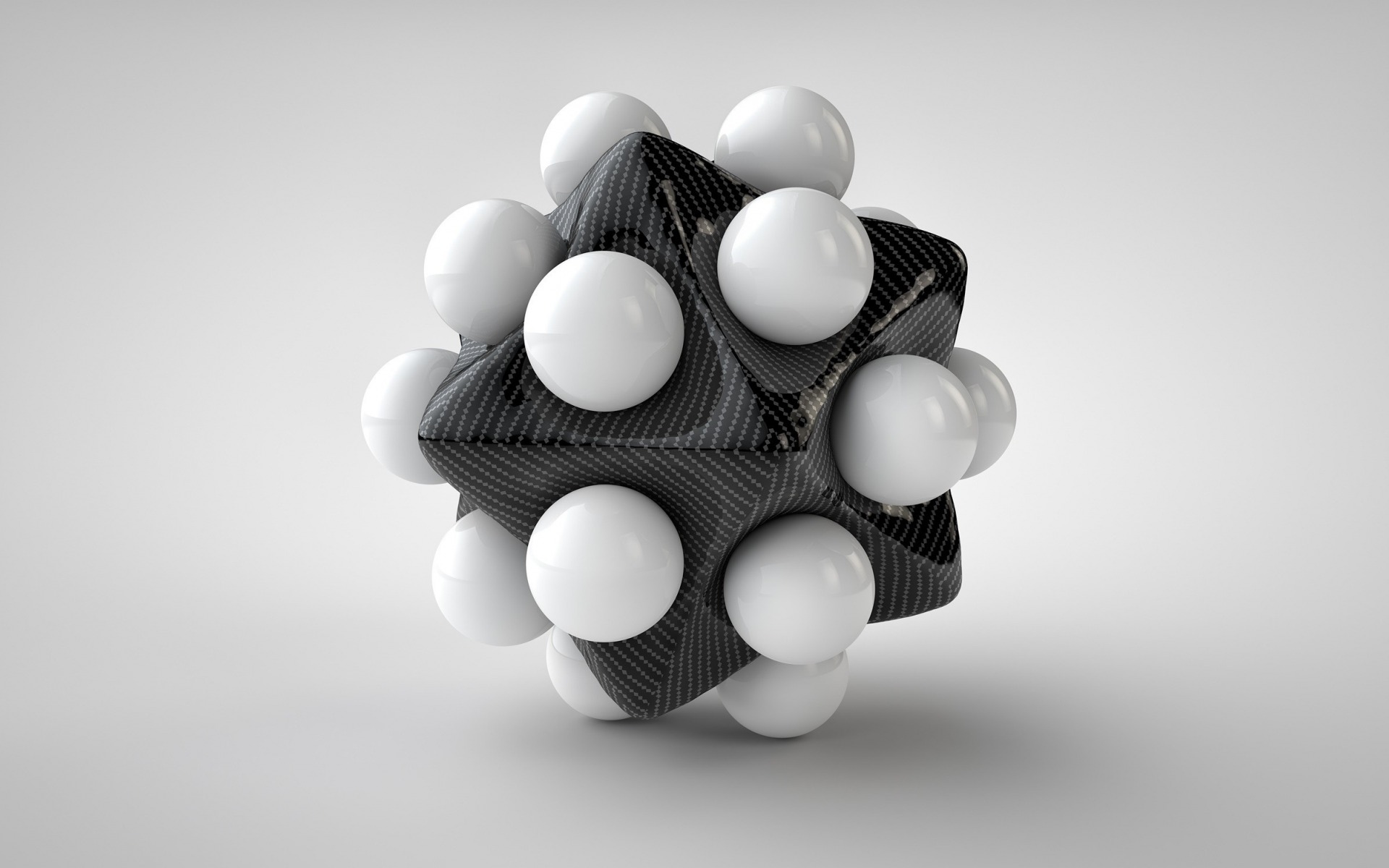 Download wallpaper 3D carbon star, white balls, white 3D sphere, 3D objects for desktop with resolution 1920x1200. High Quality HD picture wallpaper