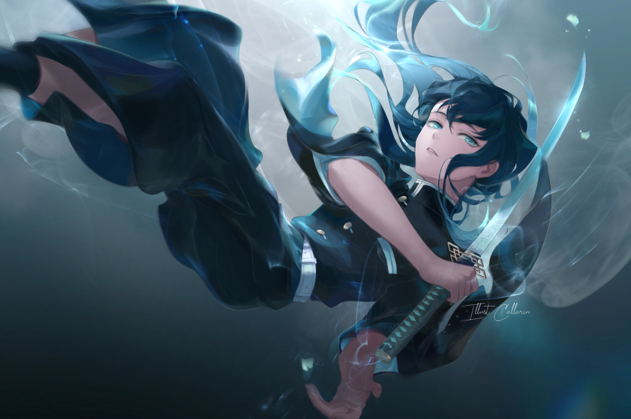 Download 2560x1700 Muichiro Tokito, Demon Slayer, Kimetsu No Yaiba, Falling Down Wallpaper for Chromebook Pixel