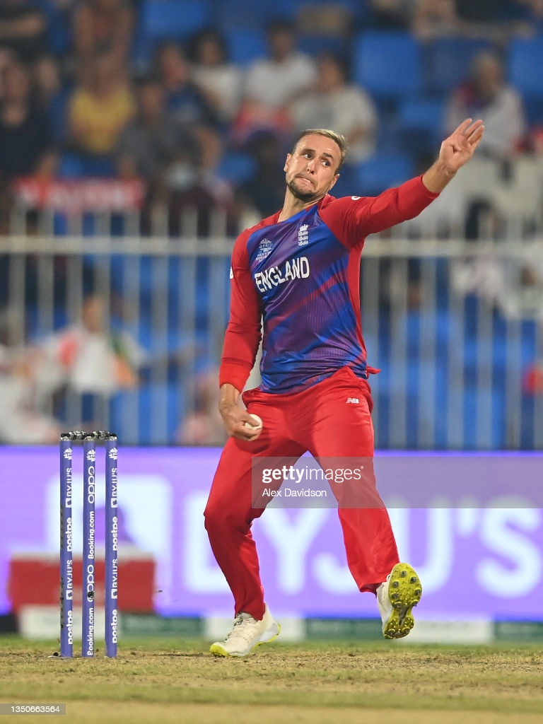 Liam Livingstone of England in bowling action during the ICC Men's. News Photo