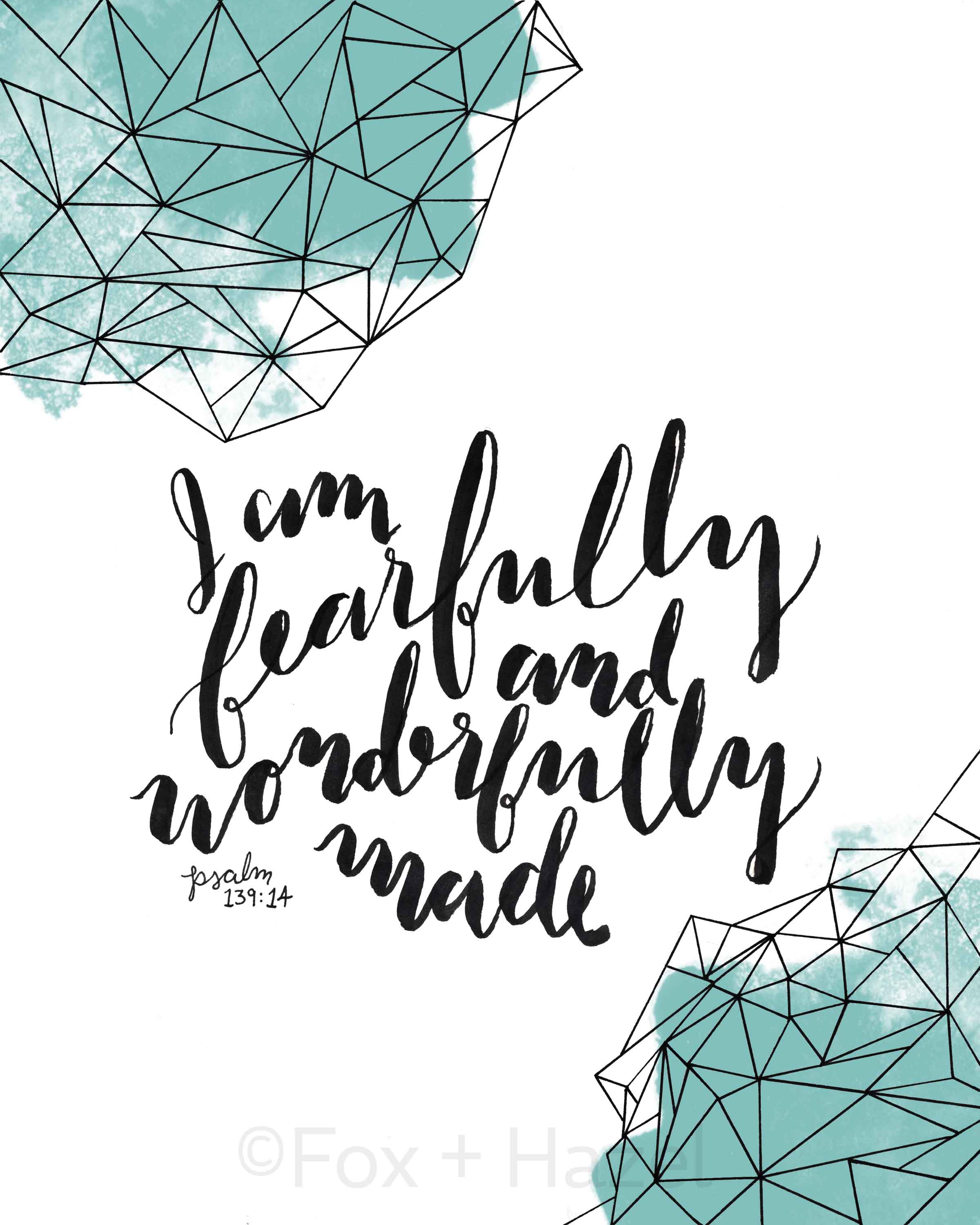 SALE and Wonderfully Made Psalm 139 Print // Teal sold by Fox + Hazel on Storenvy