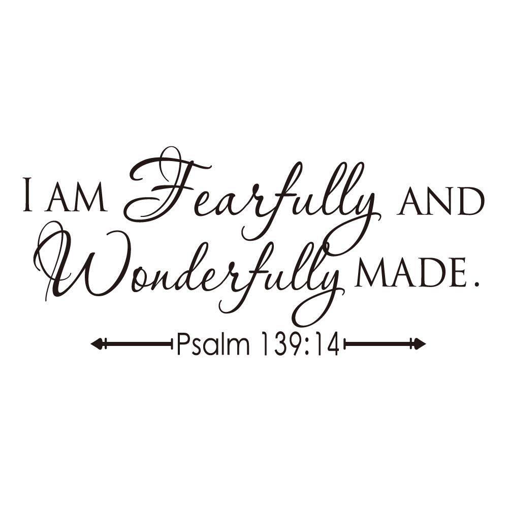 KYSUN I AM Fearfully and Wonderfully Made Psalm 139:14 Vinyl Wall Decal Bible Scripture Inspirational Quotes Wall Art Religious Décor, Amazon.sg: DIY & Tools