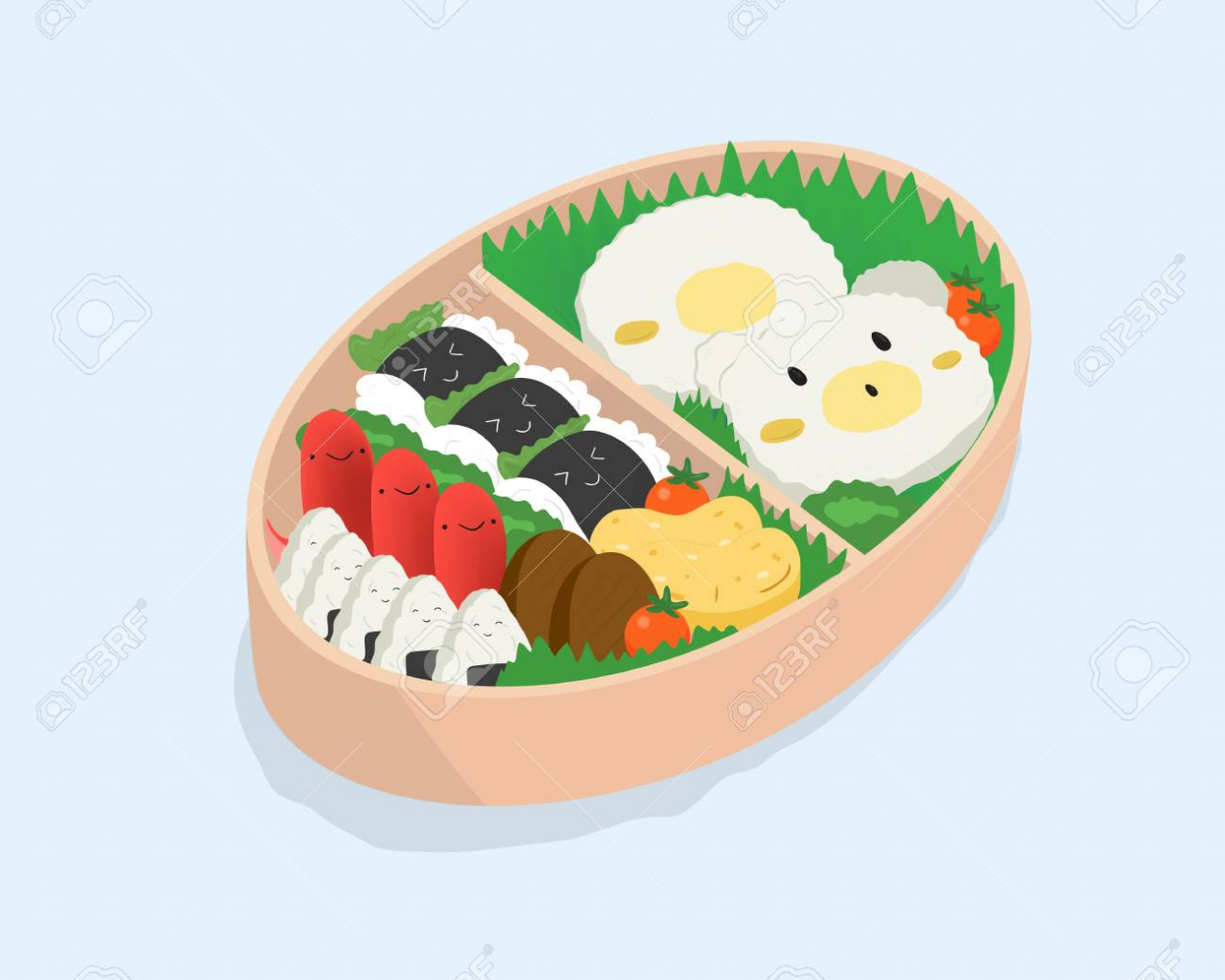 Free download Japanese Lunch Box Bento Funny Cartoon Food Isometric Colorful [1300x1300] for your Desktop, Mobile & Tablet. Explore Bento Background