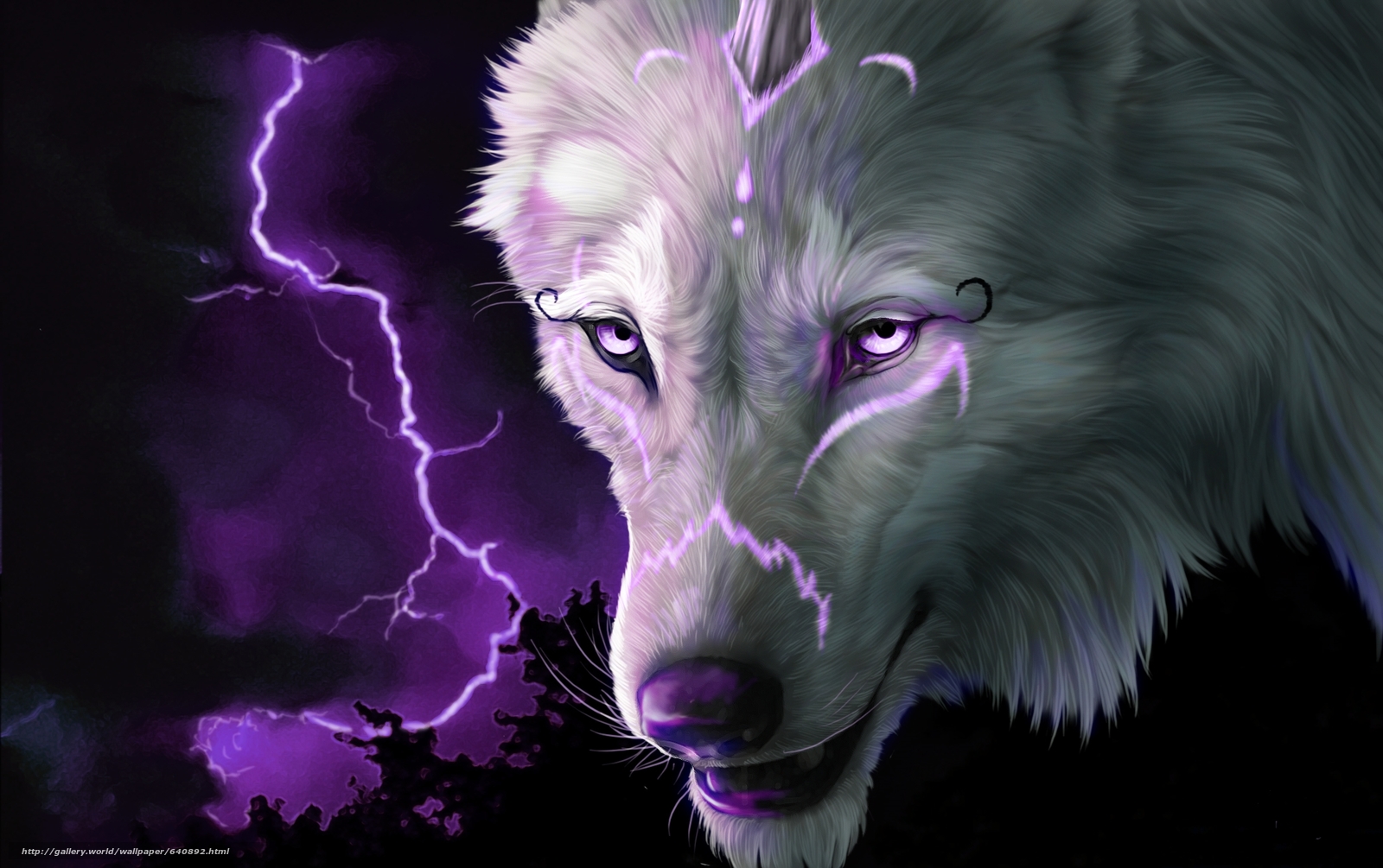 Download Wallpaper Wolf, View, Lightning, 3D Free Desktop Mystical Cool Background