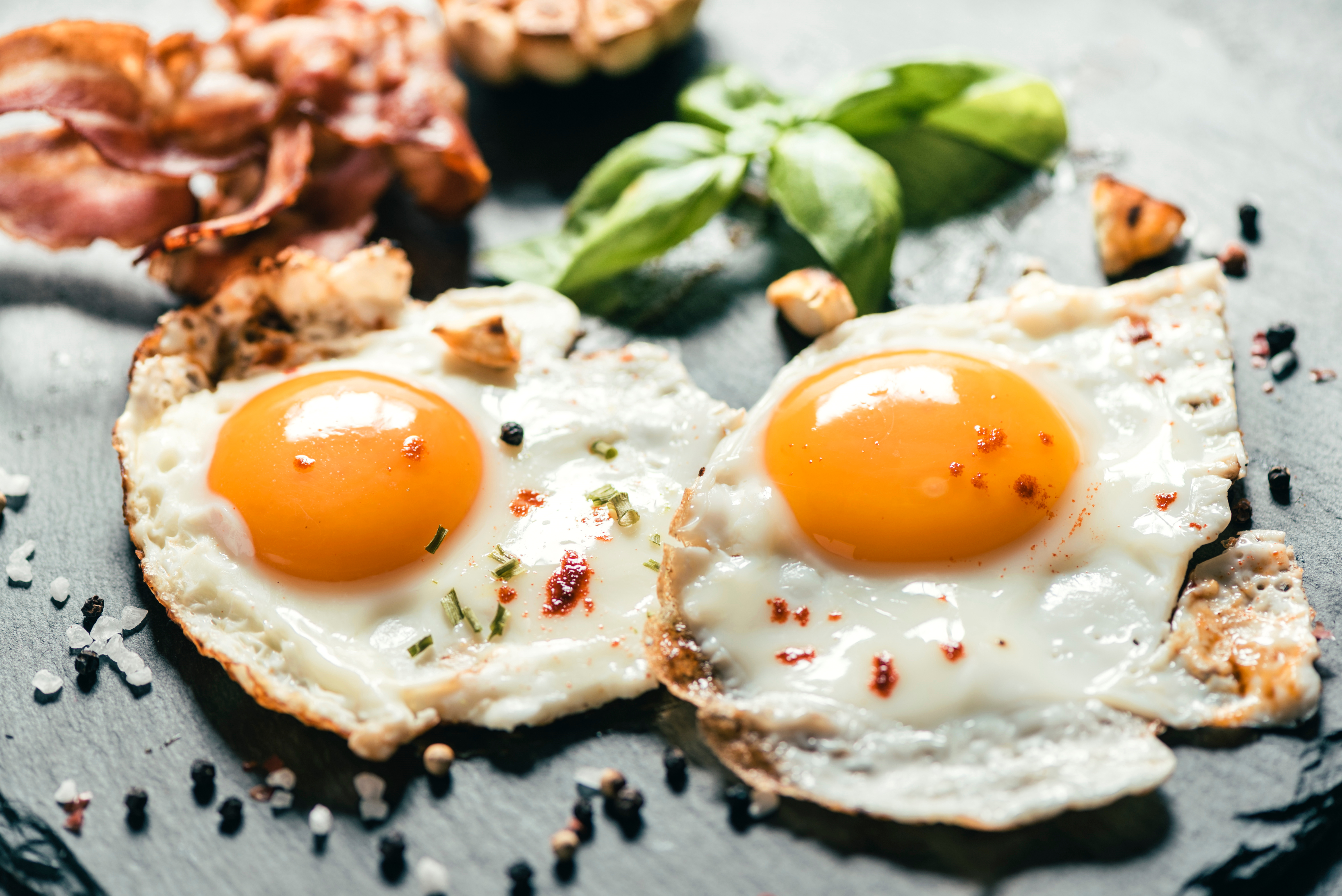 Image Fried egg Two Breakfast Food 6016x4016