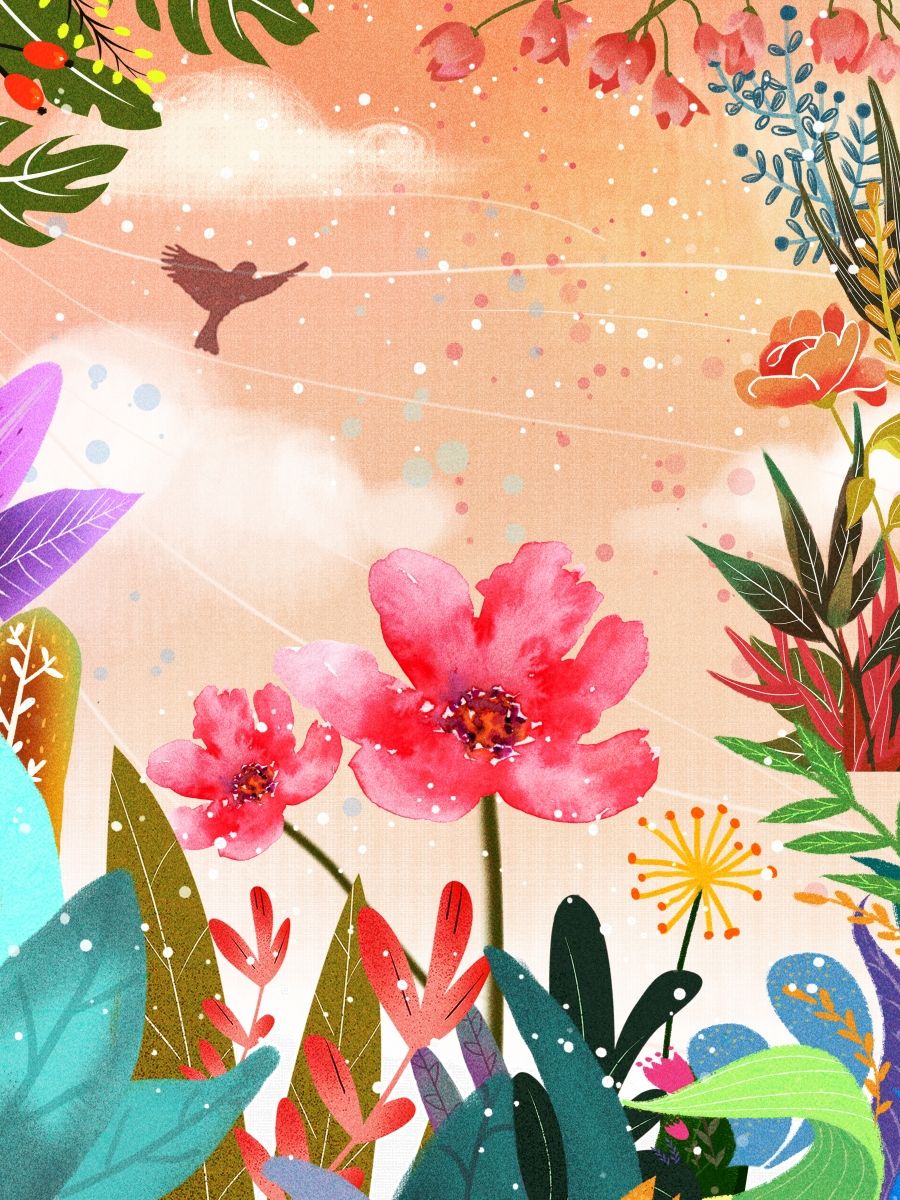 Painted Spring Flowers Background Design. Flower background design, Background design, Spring flowers background