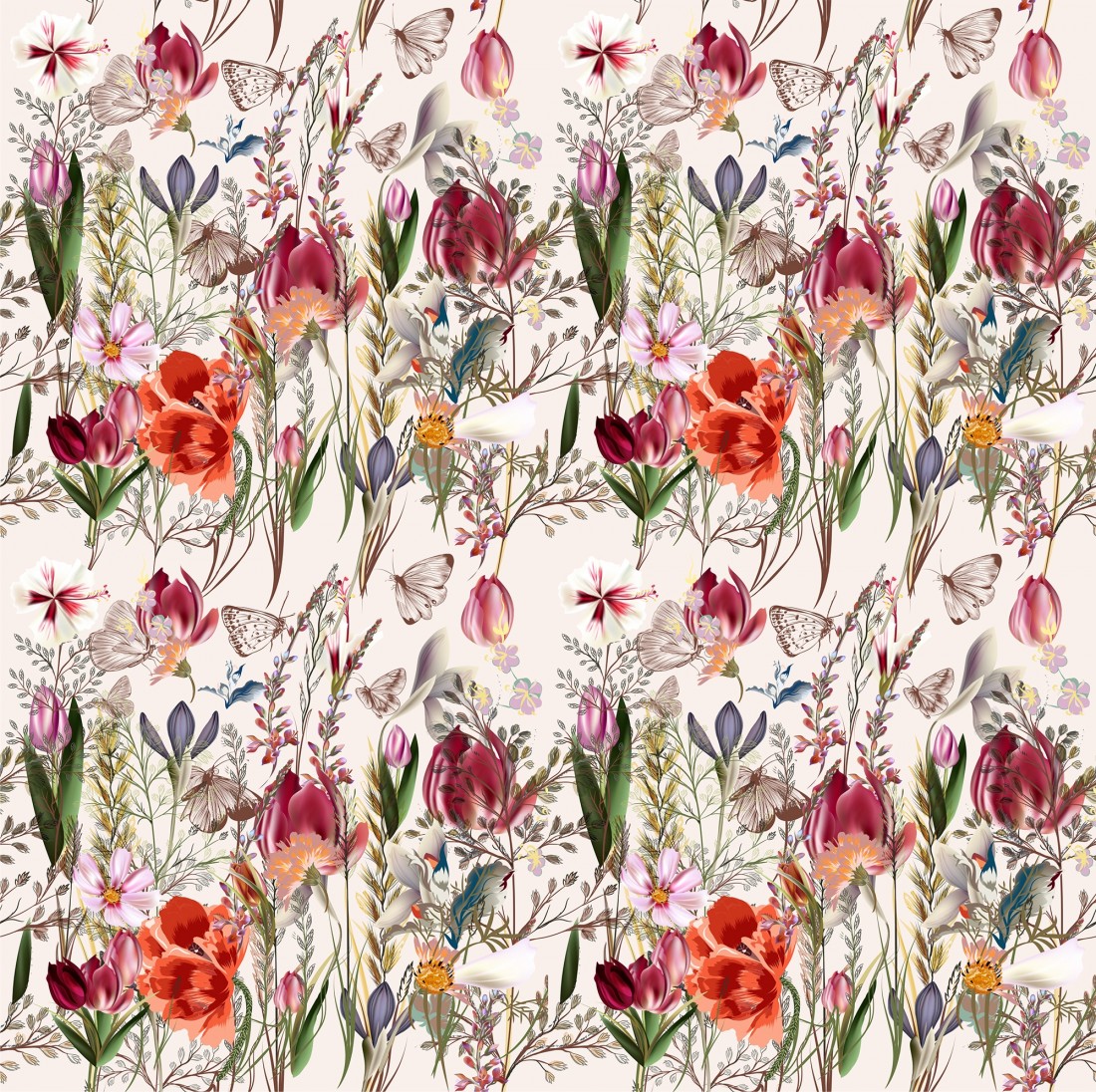 Spring Flowers Pattern Wallpaper Mural • Wallmur®