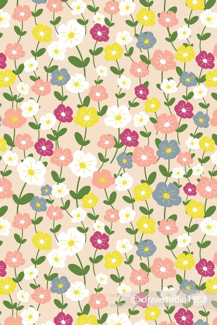 Colorful spring flowers pattern. Joyful pattern design. Floral wallpaper phone, Spring flowers wallpaper, Flower pattern design prints