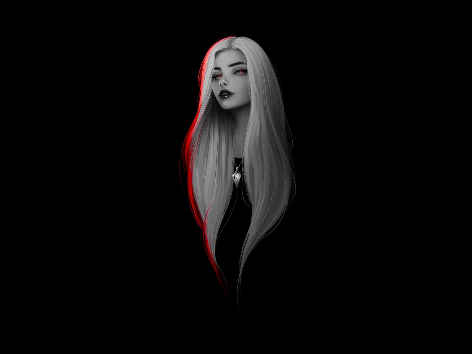 Women White Long Hairs Dark Minimalism 1600x1200 Resolution HD 4k Wallpaper, Image, Background, Photo and Picture