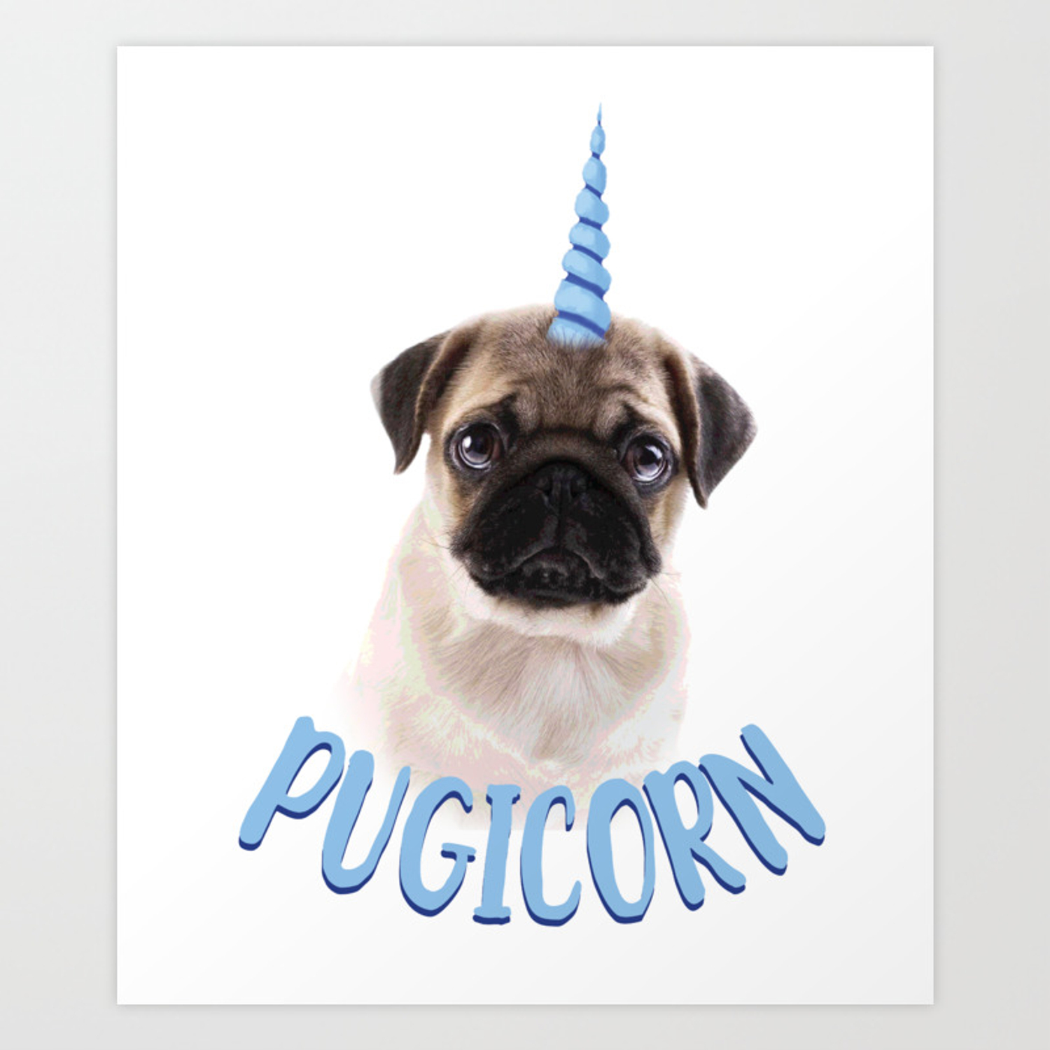 Pugicorn Cute Pug and Unicorn Lover Design Art Print
