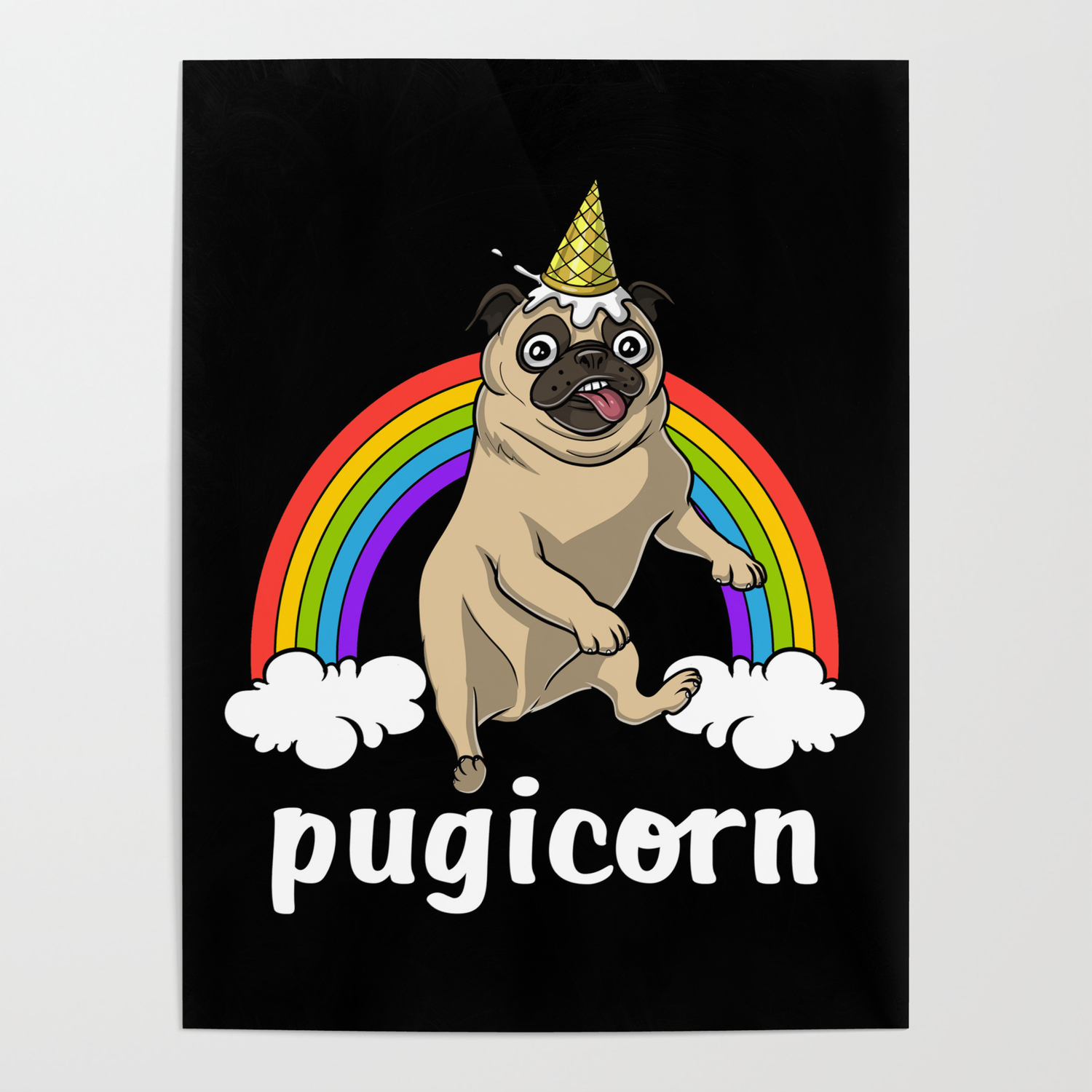 Pug Dog Unicorn Pugicorn Poster